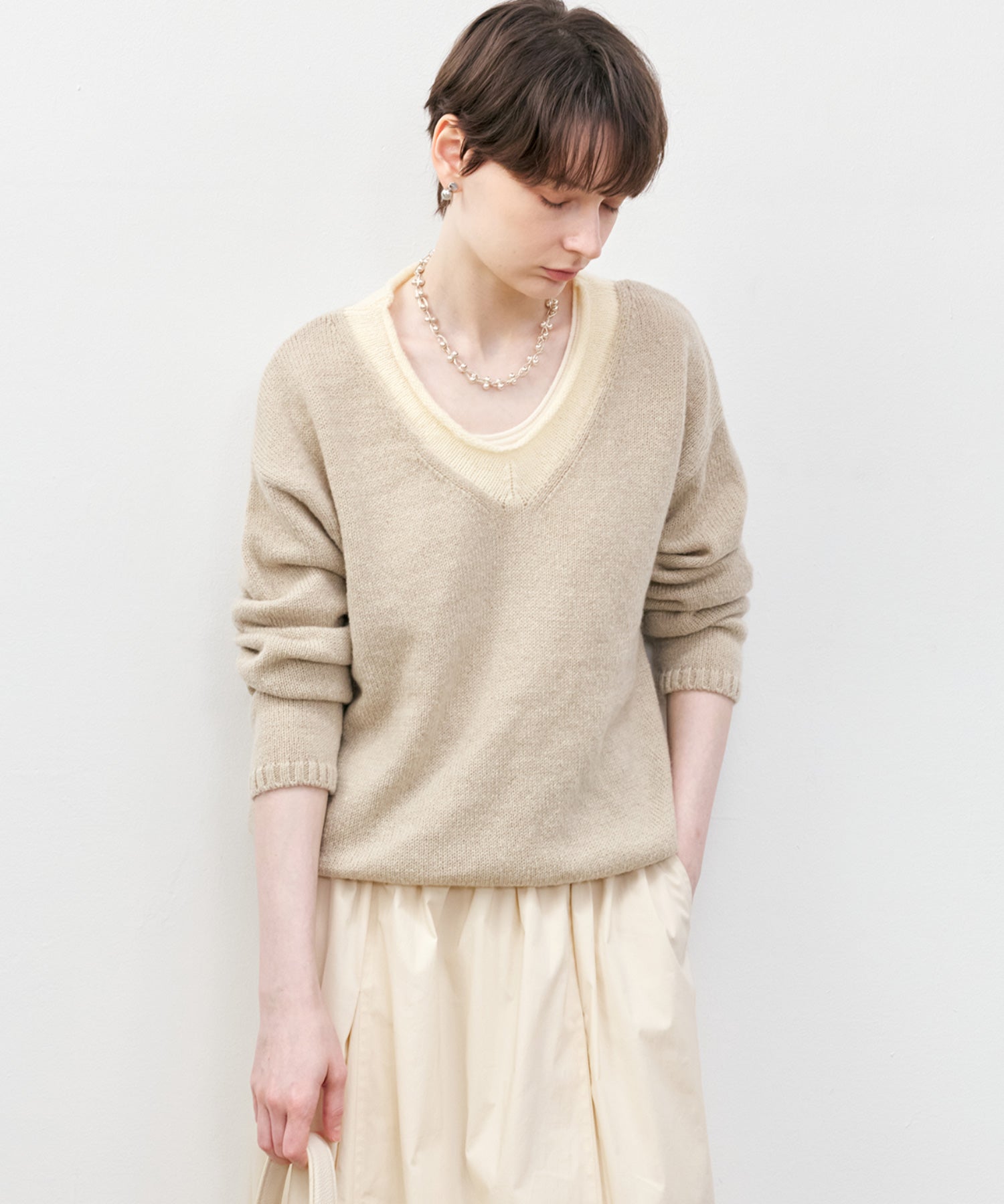 Basic Bi-Color Knit Sweater