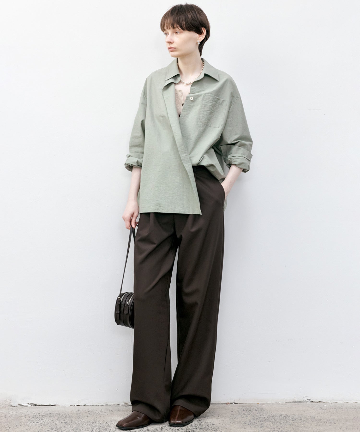 Wide-Leg One-Tuck Pants