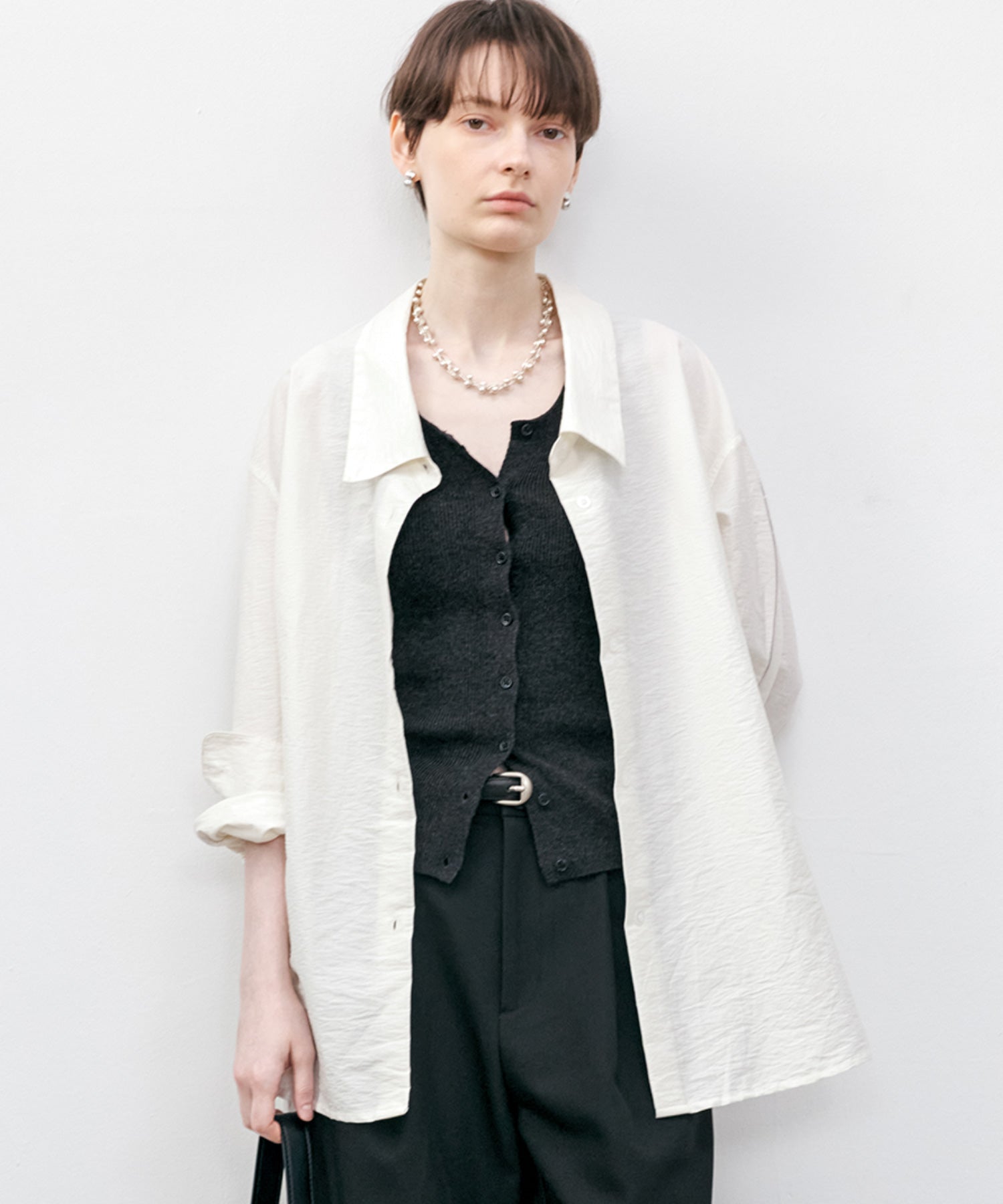 Big Collar Piping Stitch Oversized Shirt