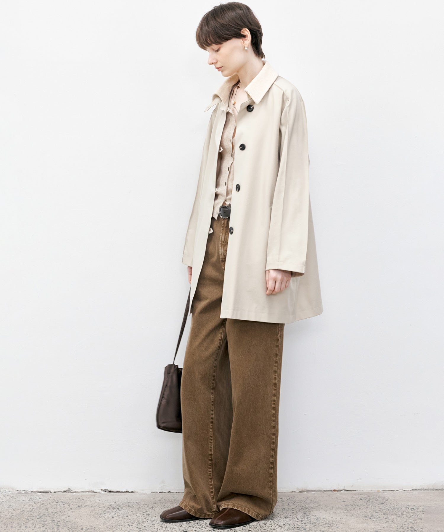 Basic Narrow Straight Brown Denim Pants
