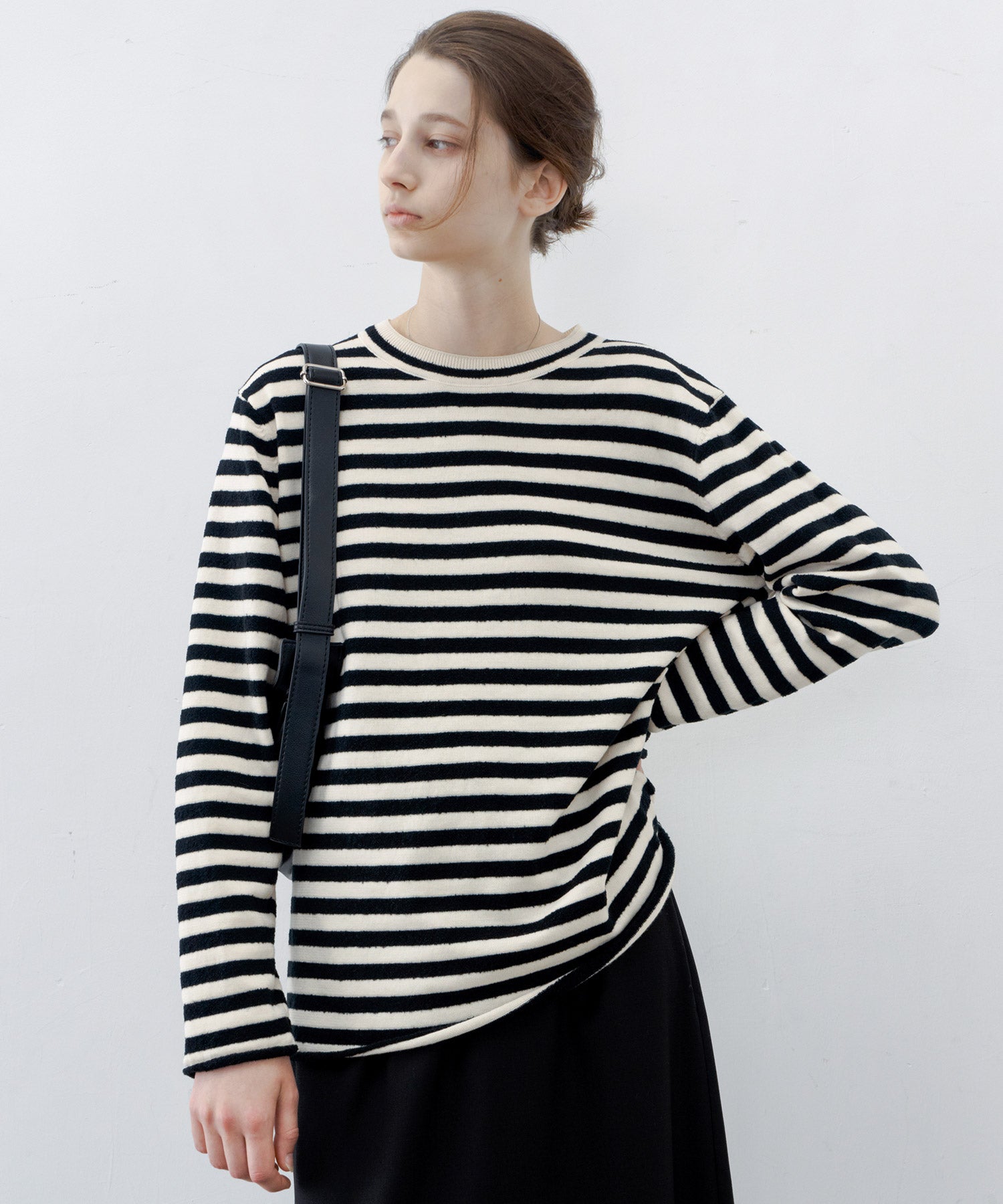 Textured Stripe Crew Neck Knit Sweater