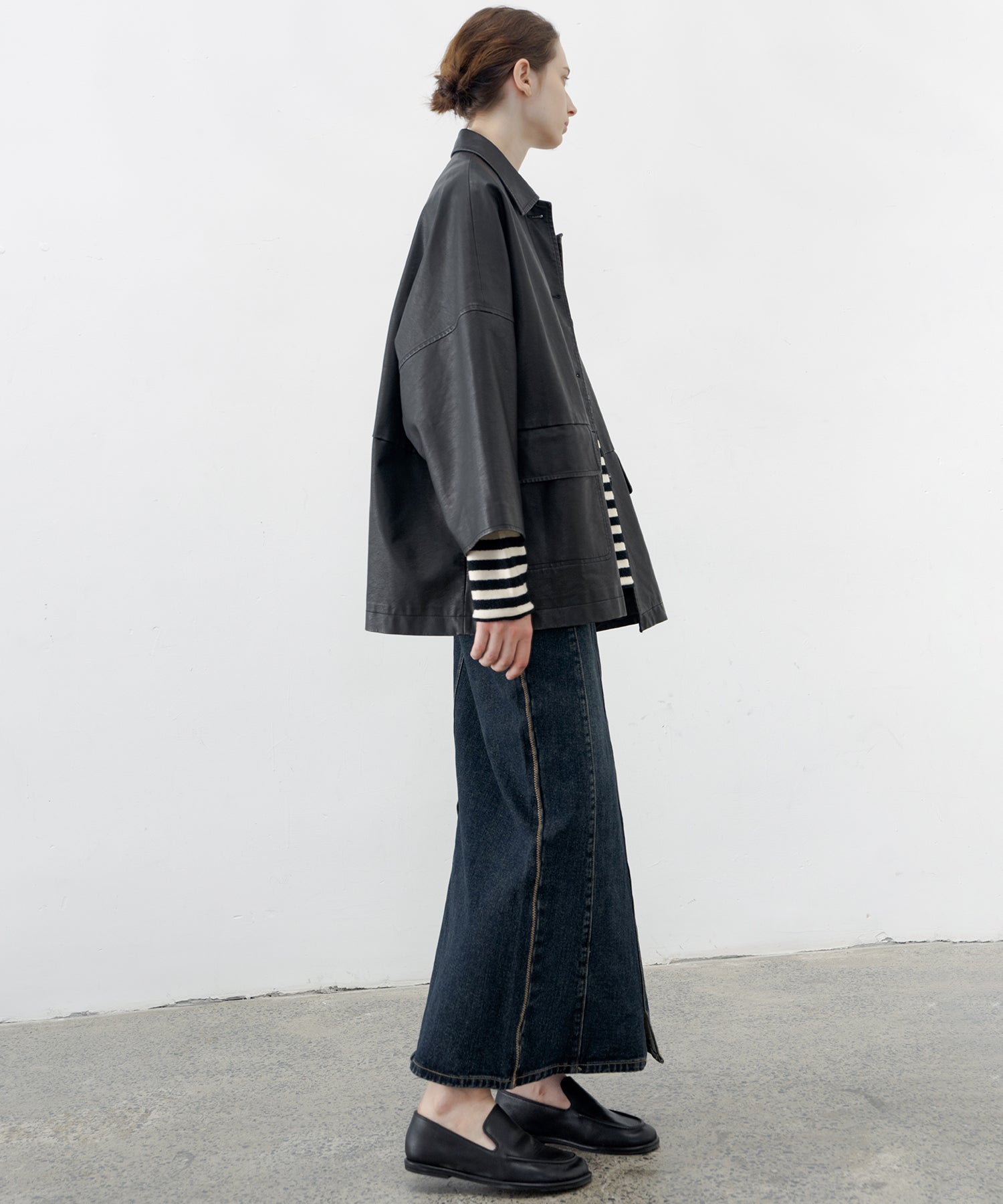 [tageechita] Over silhouette leather jacket