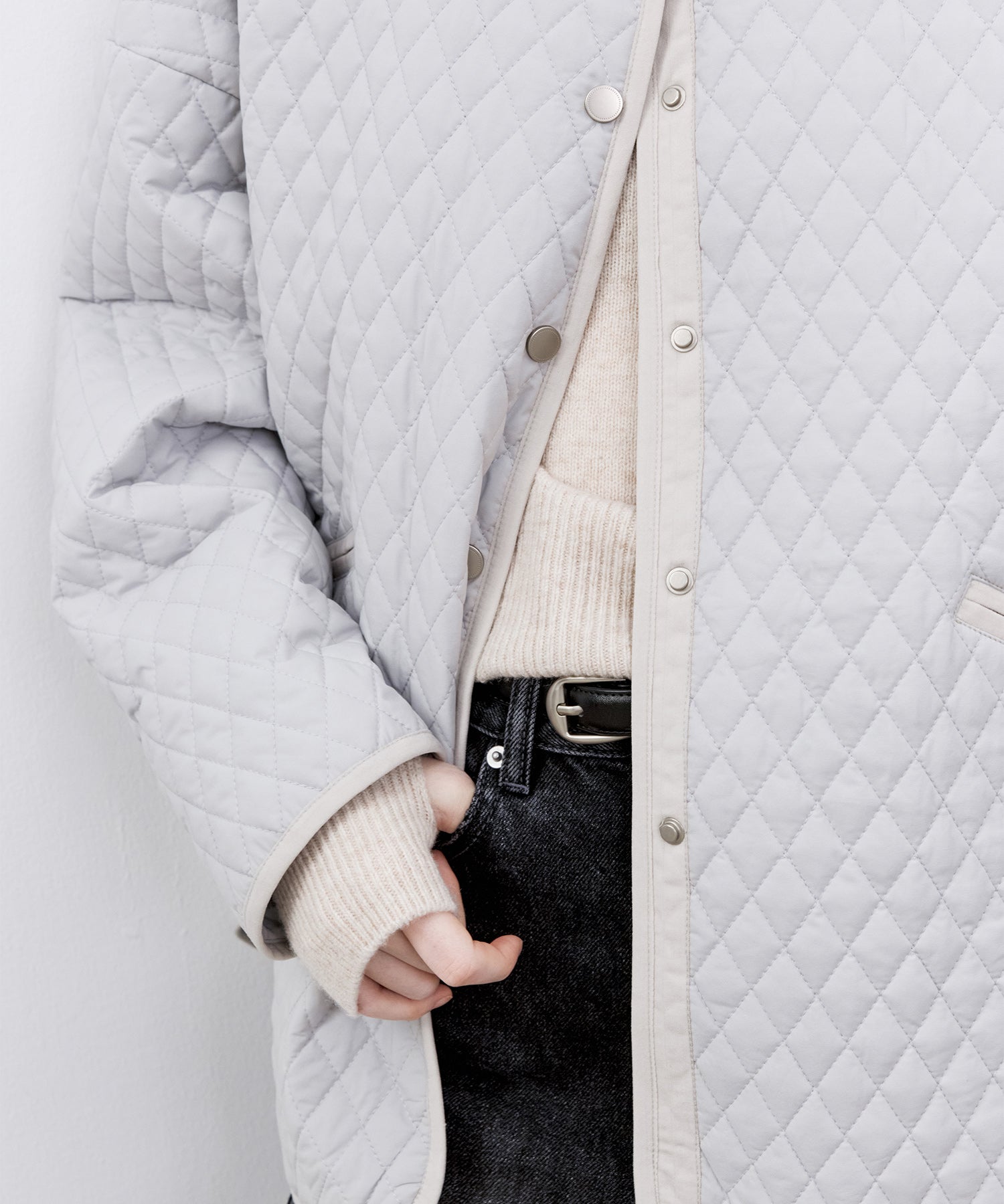 Collarless Quilted Jacket