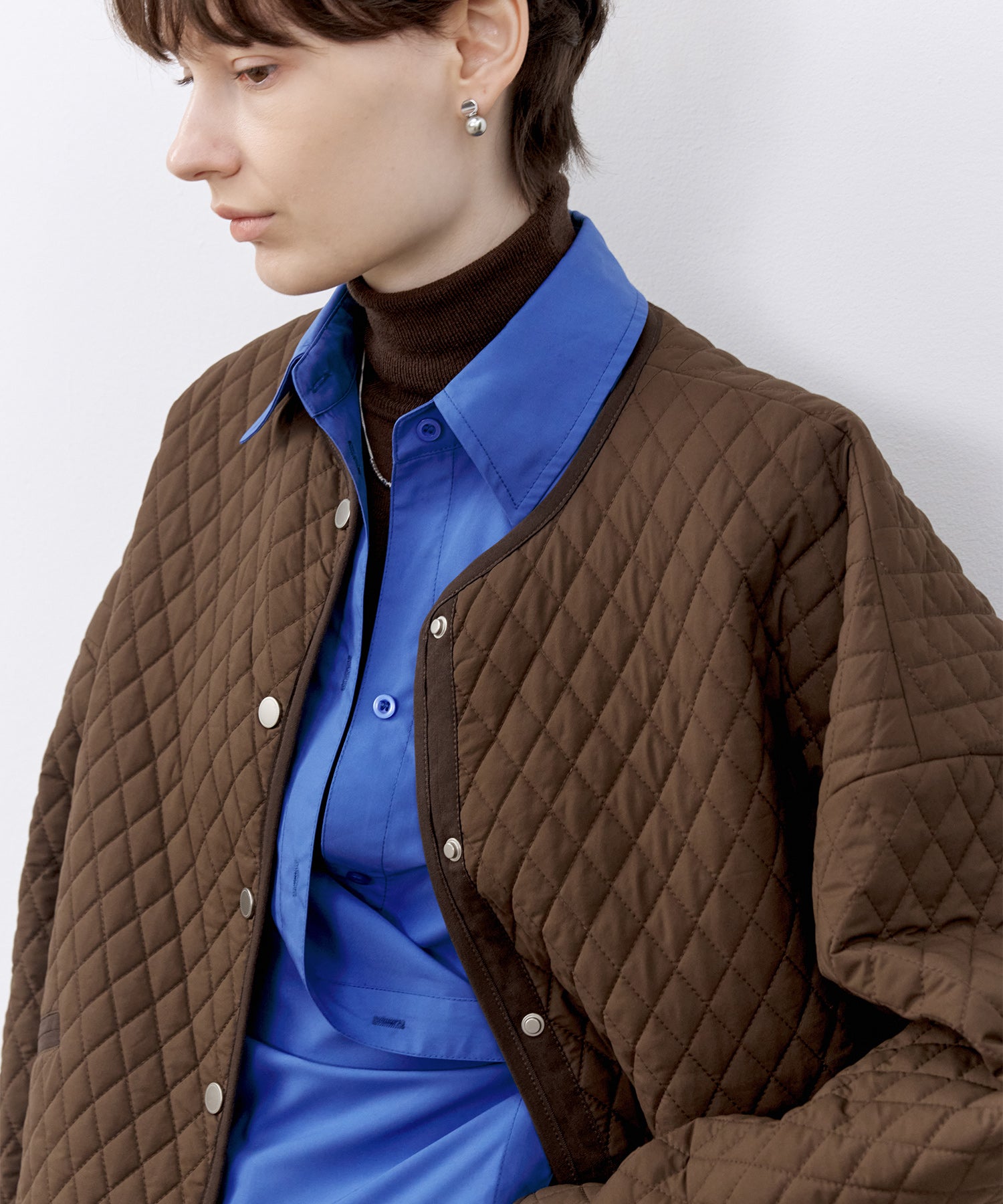 Collarless Quilted Jacket