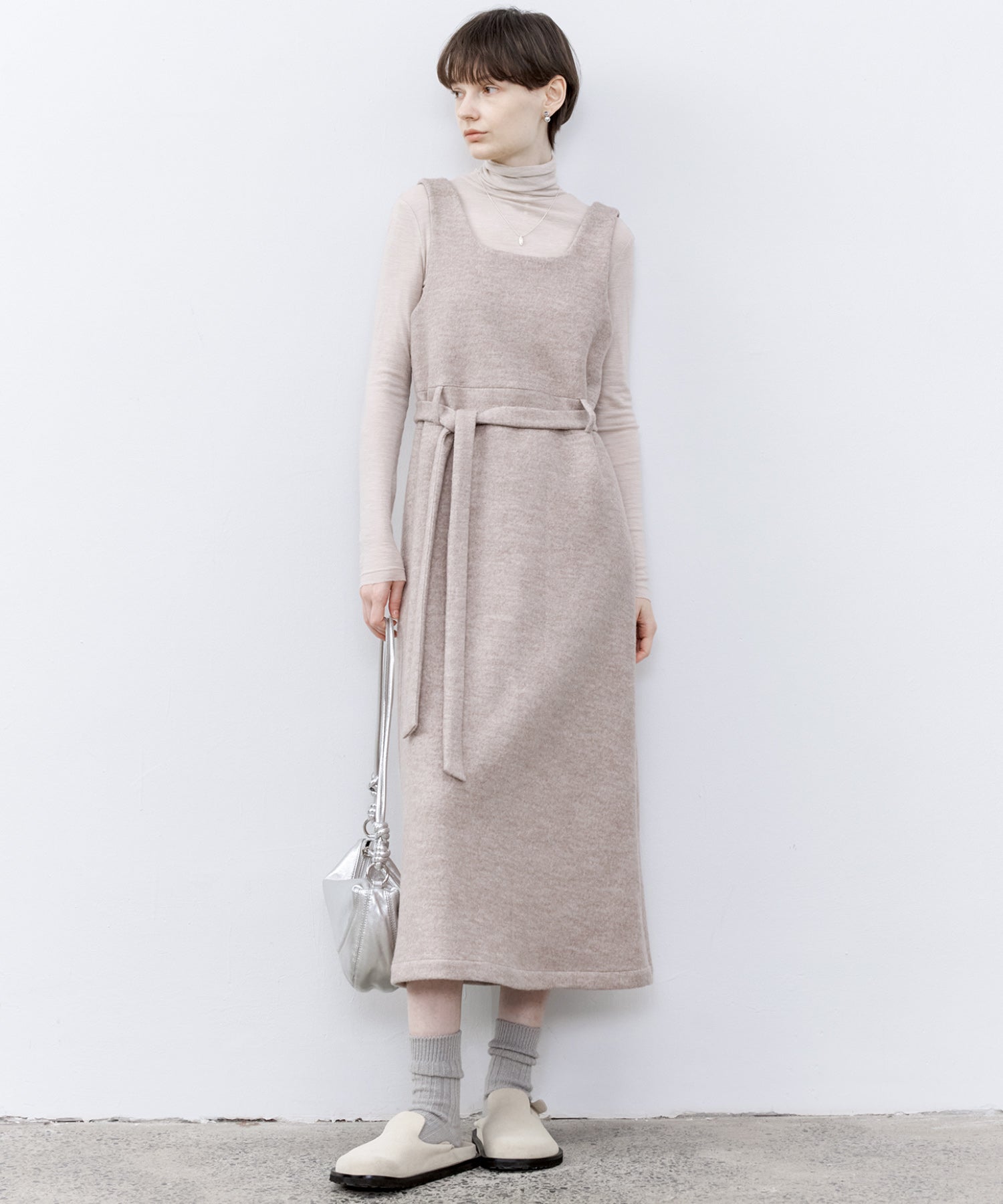 「PRE ORDER」Wool-Blend Belted Jumper Dress