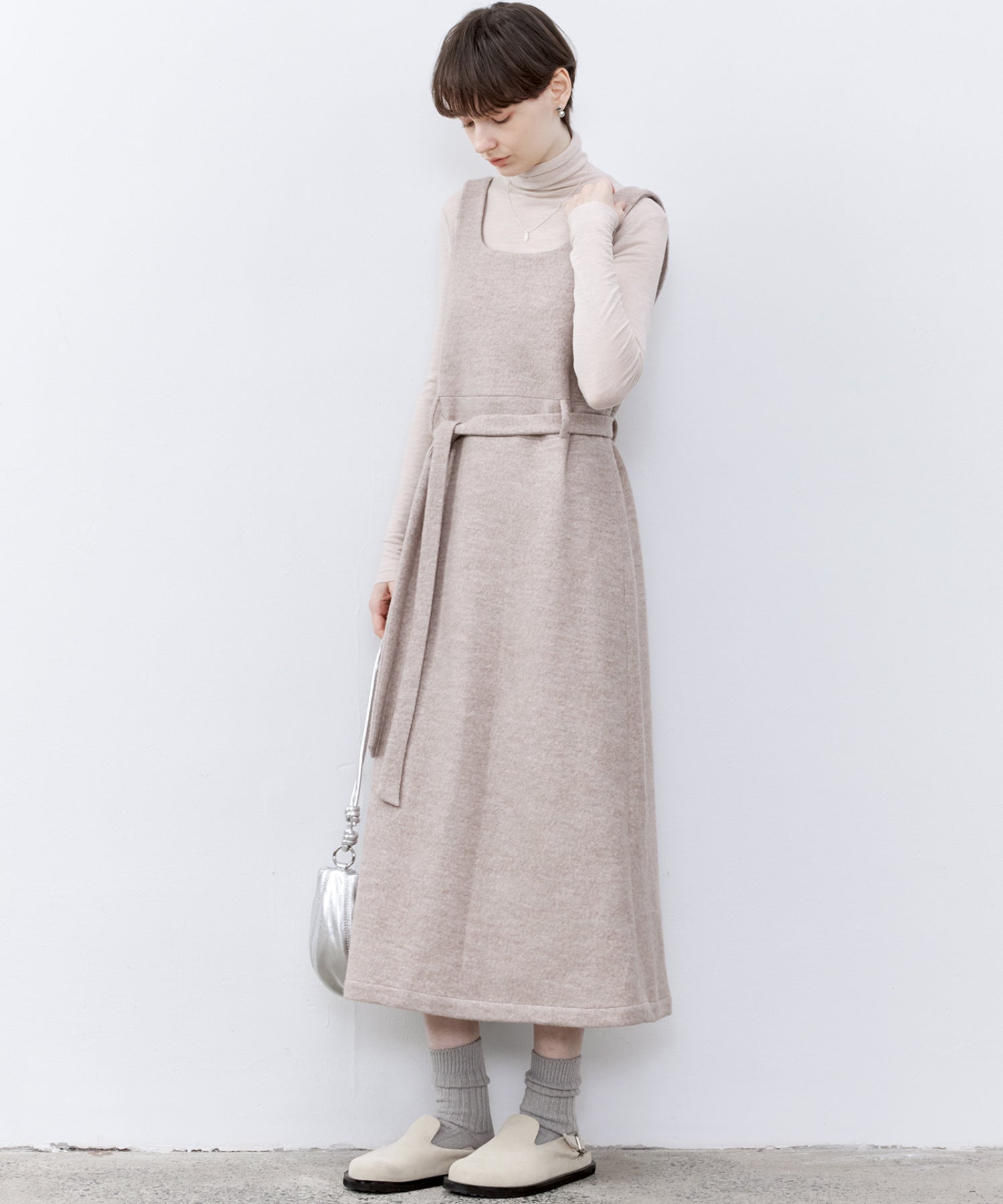 「PRE ORDER」Wool-Blend Belted Jumper Dress