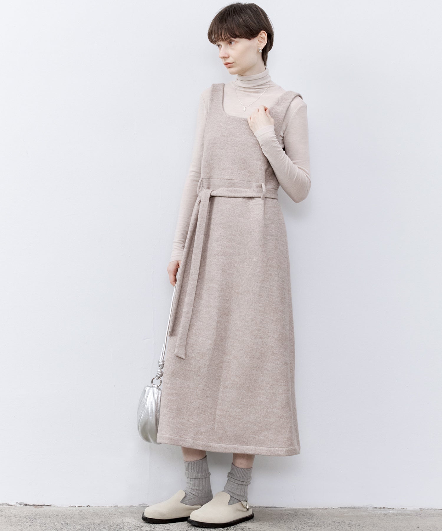 「PRE ORDER」Wool-Blend Belted Jumper Dress