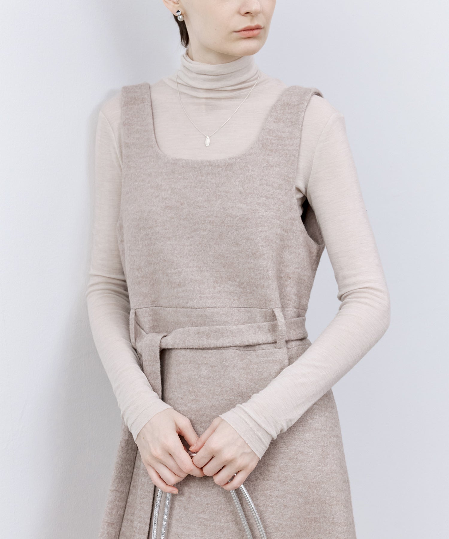 「PRE ORDER」Wool-Blend Belted Jumper Dress