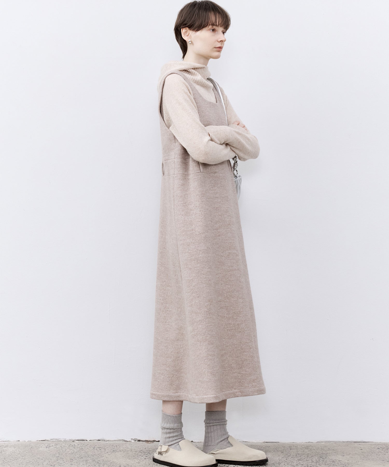 「PRE ORDER」Wool-Blend Belted Jumper Dress