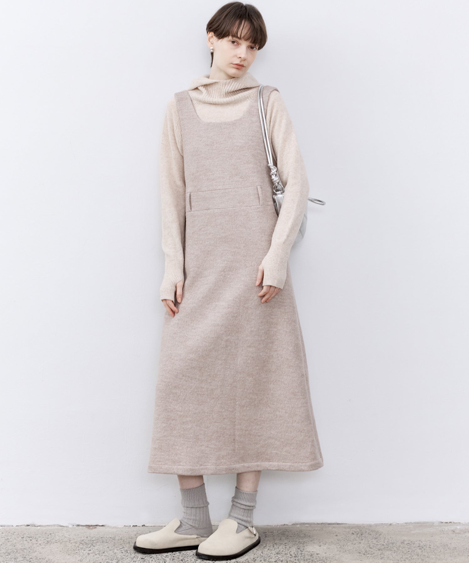 「PRE ORDER」Wool-Blend Belted Jumper Dress