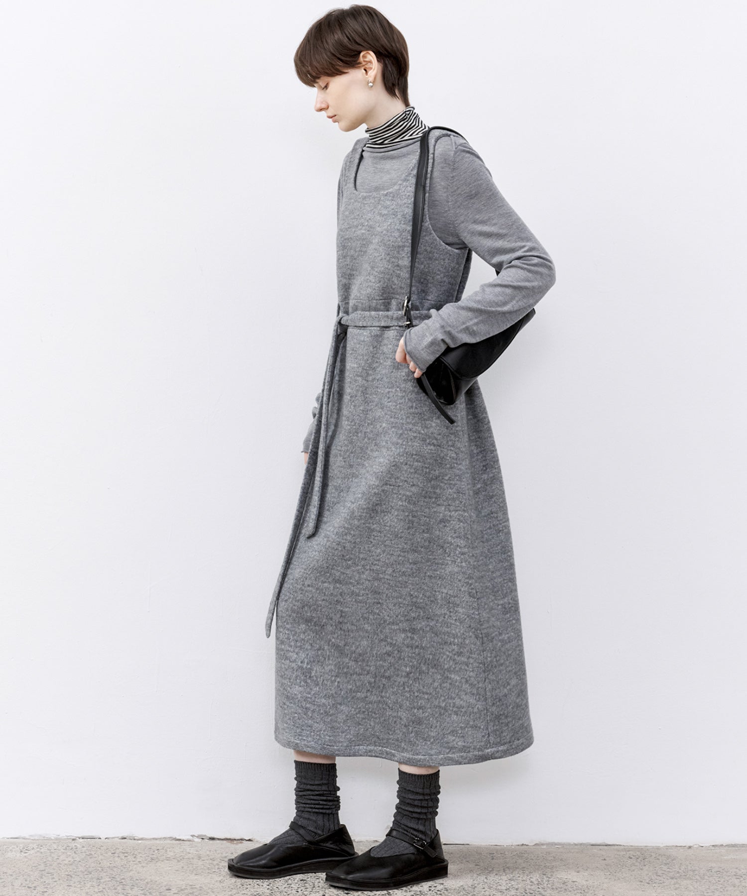 「PRE ORDER」Wool-Blend Belted Jumper Dress