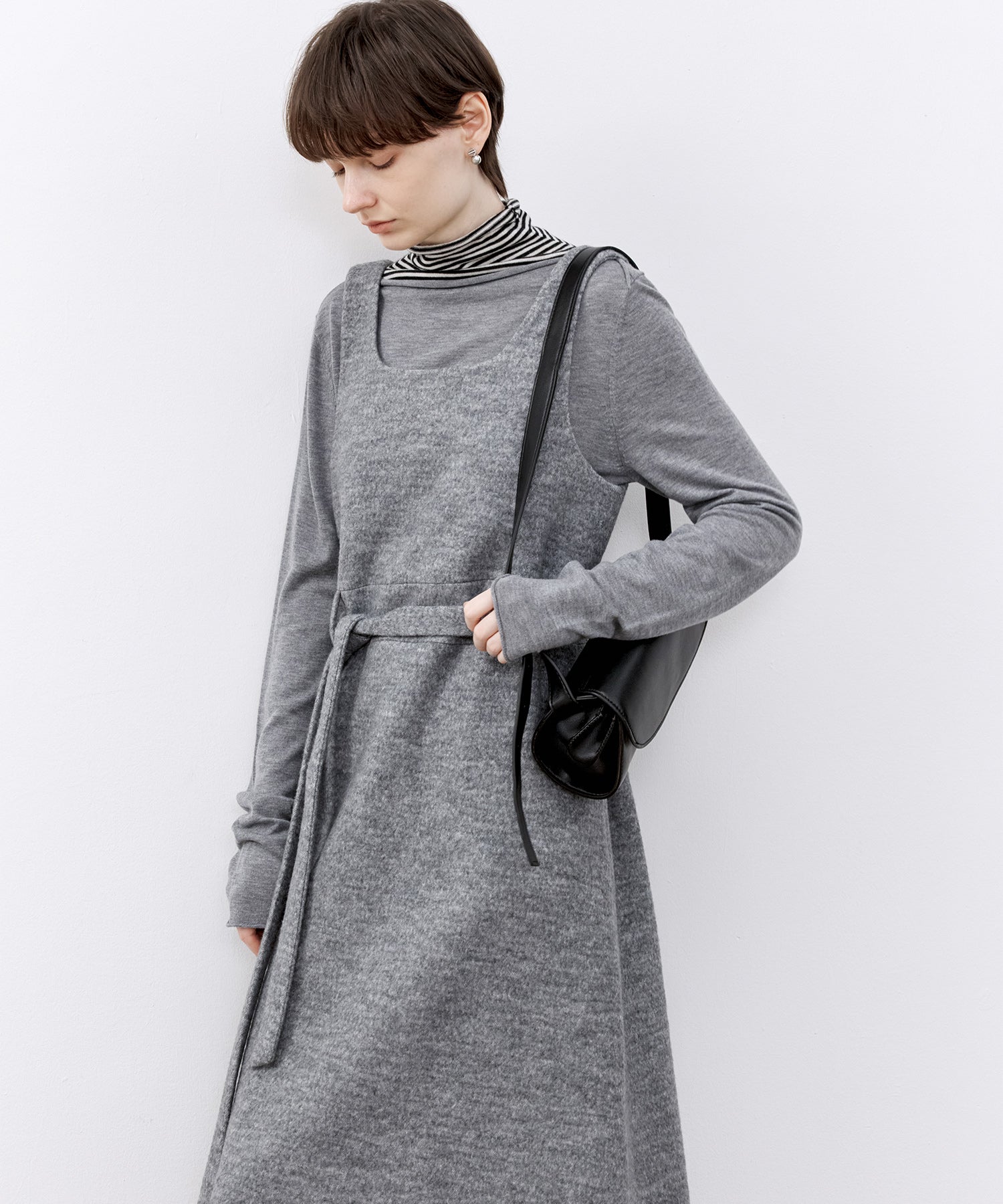 「PRE ORDER」Wool-Blend Belted Jumper Dress