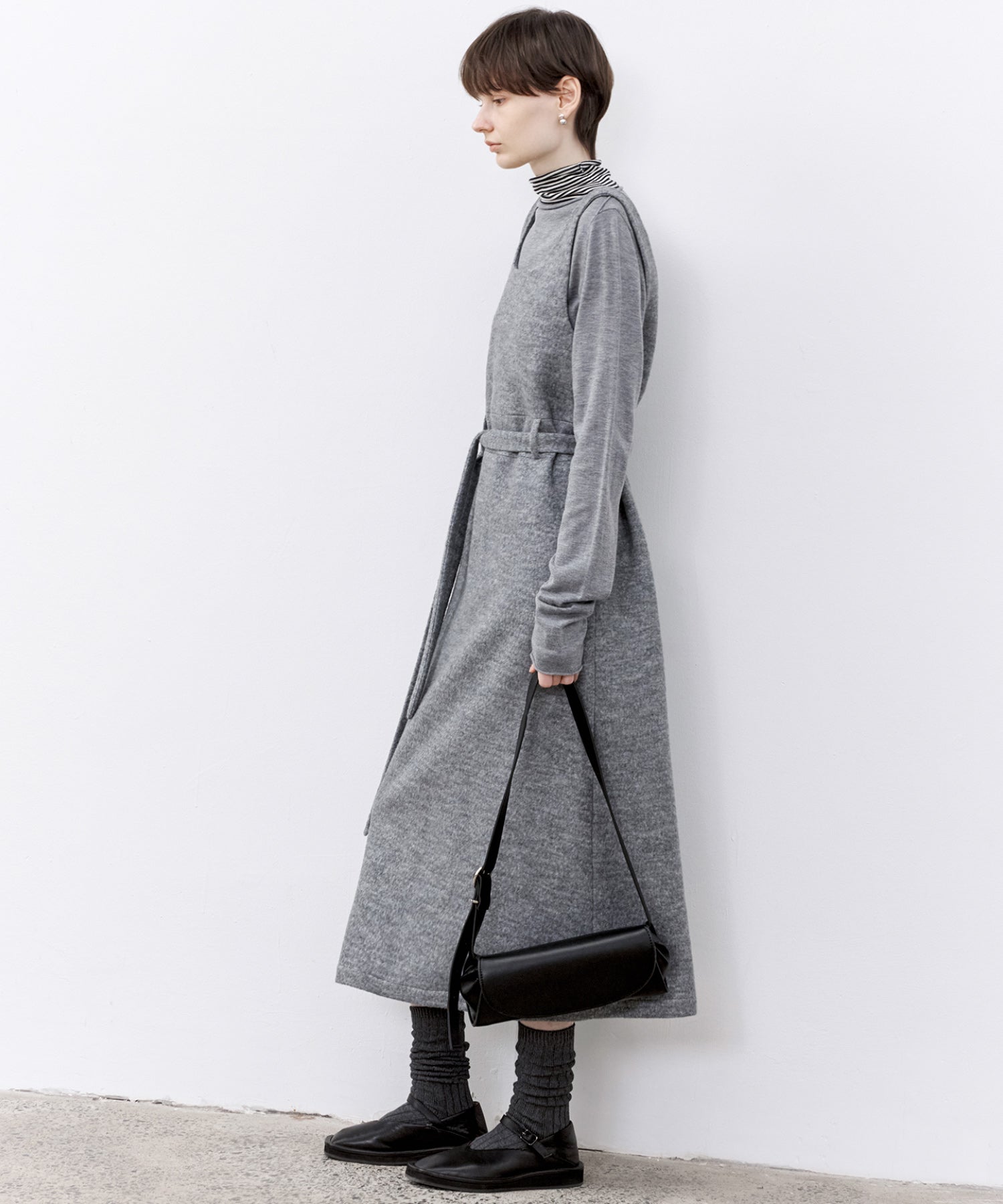 「PRE ORDER」Wool-Blend Belted Jumper Dress