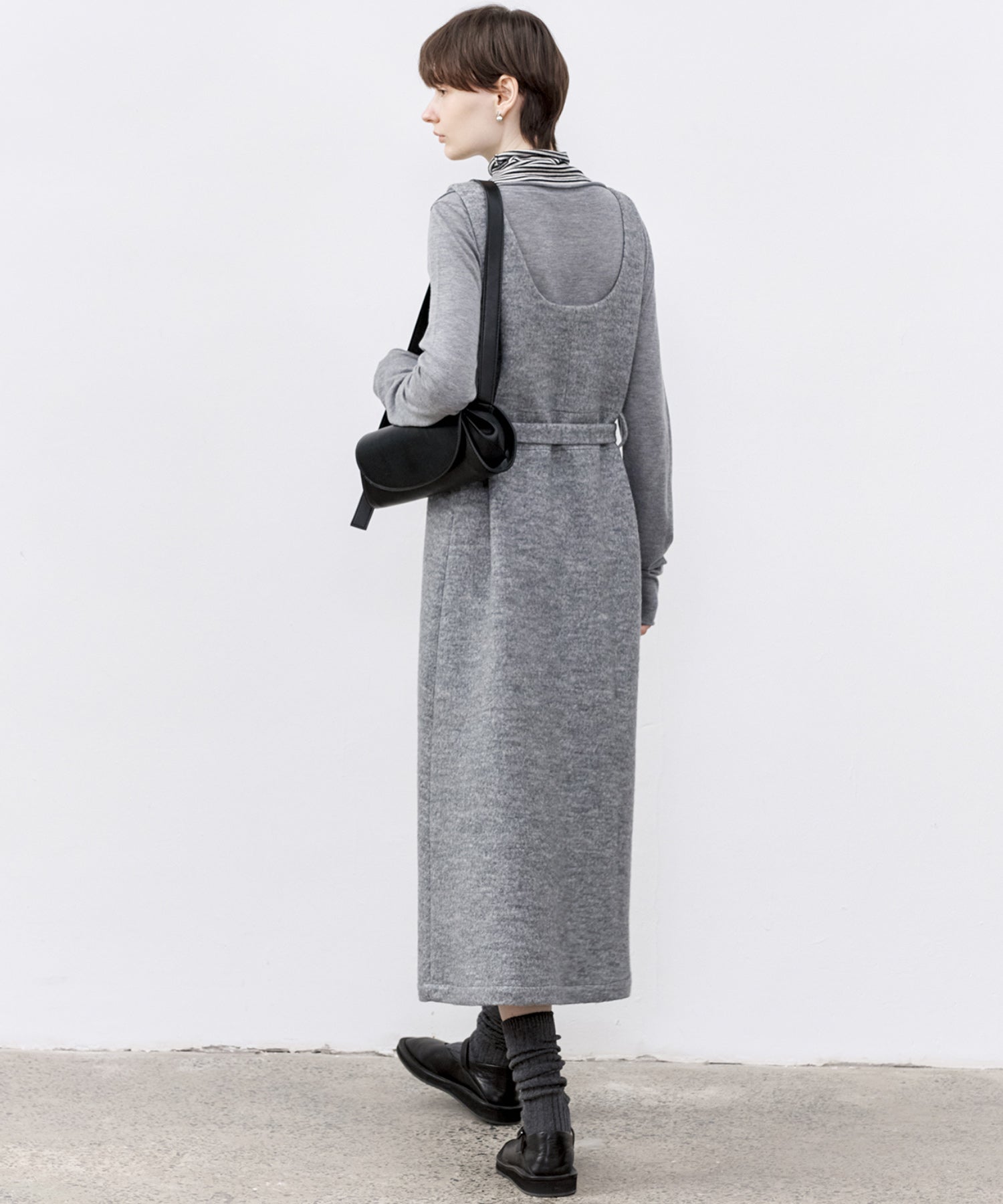 「PRE ORDER」Wool-Blend Belted Jumper Dress