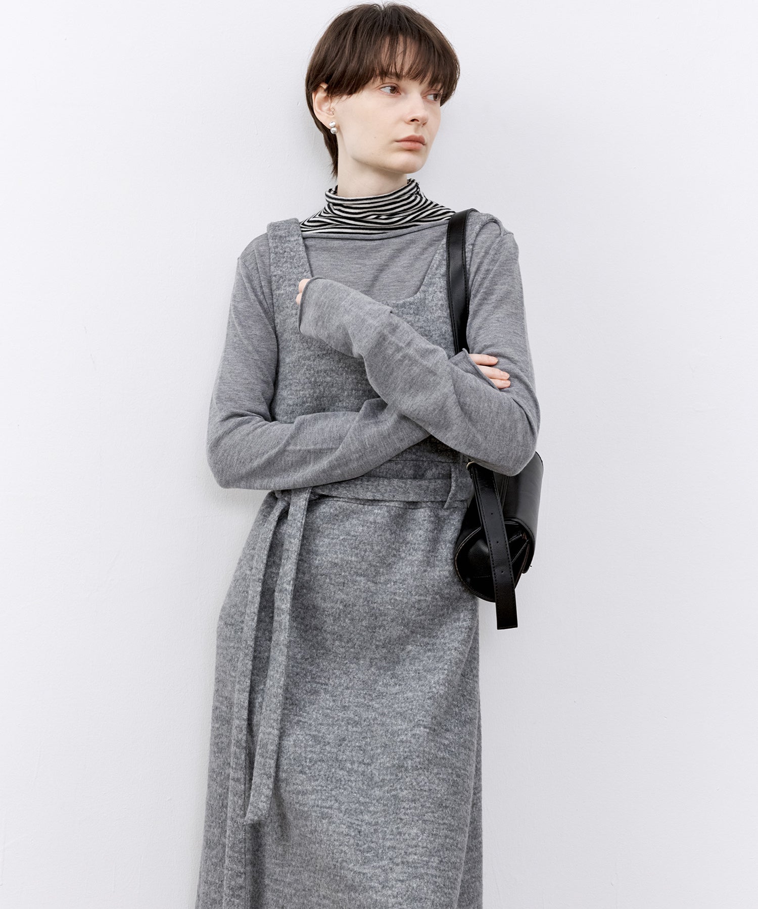 「PRE ORDER」Wool-Blend Belted Jumper Dress