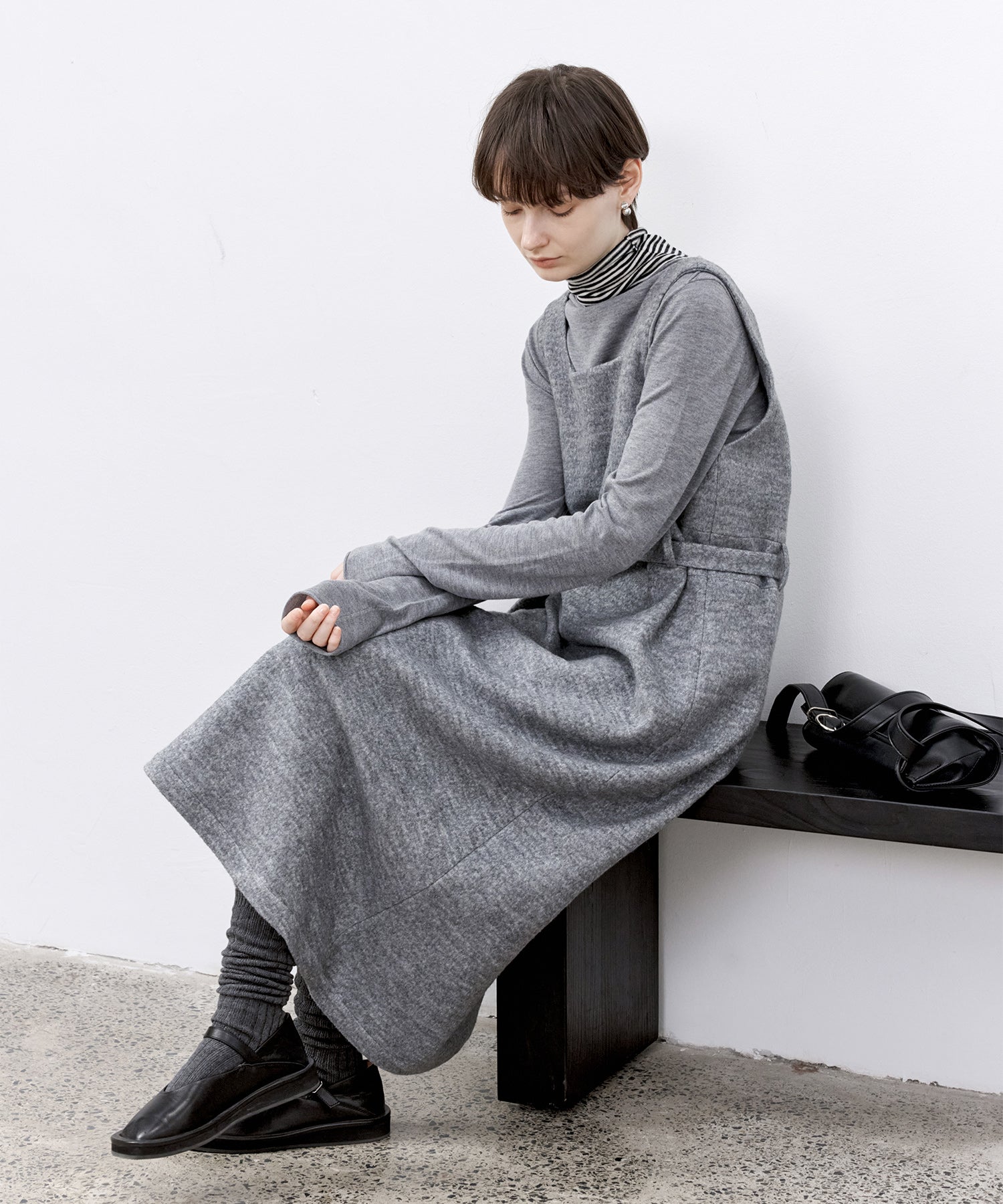 「PRE ORDER」Wool-Blend Belted Jumper Dress