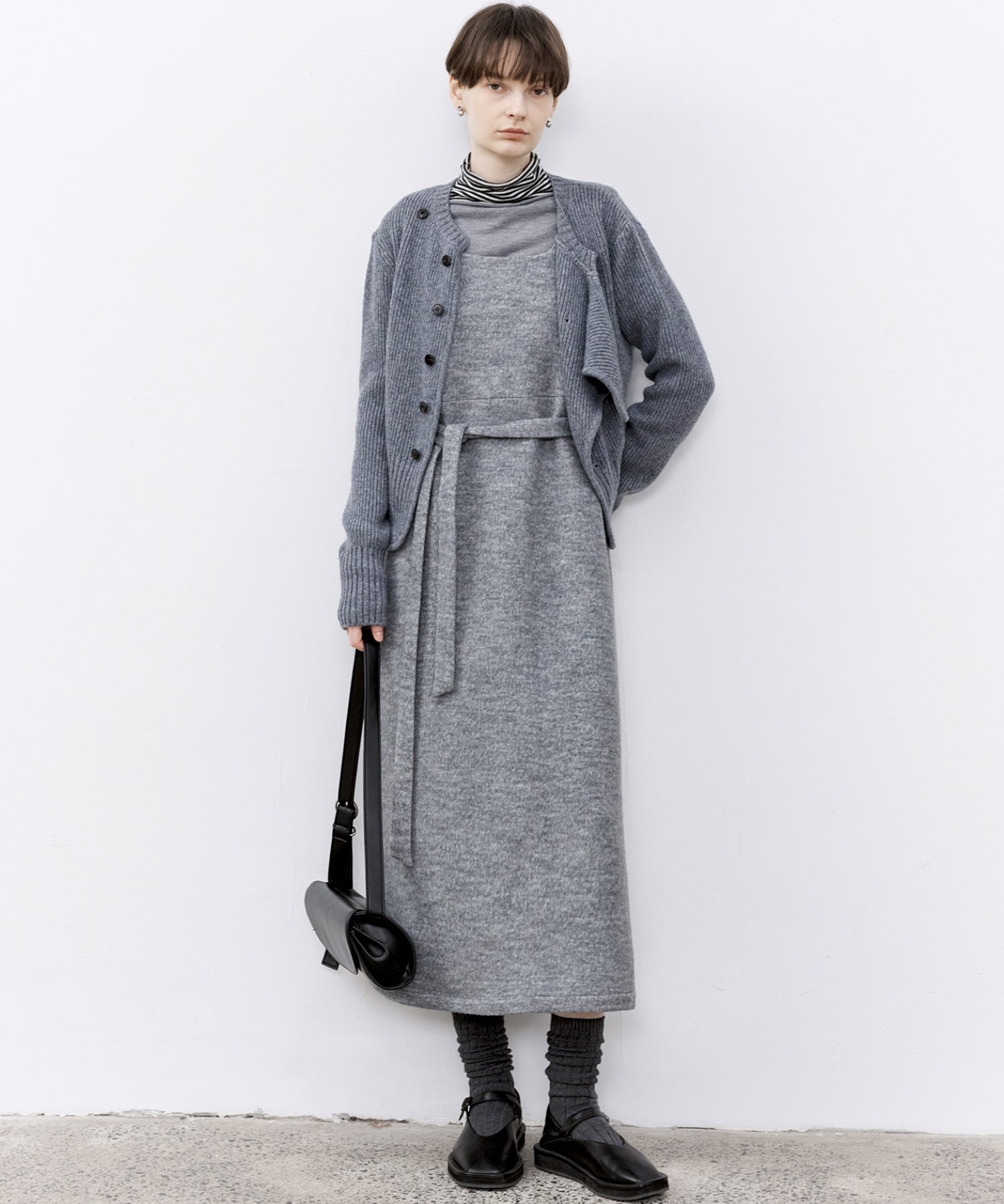 「PRE ORDER」Wool-Blend Belted Jumper Dress