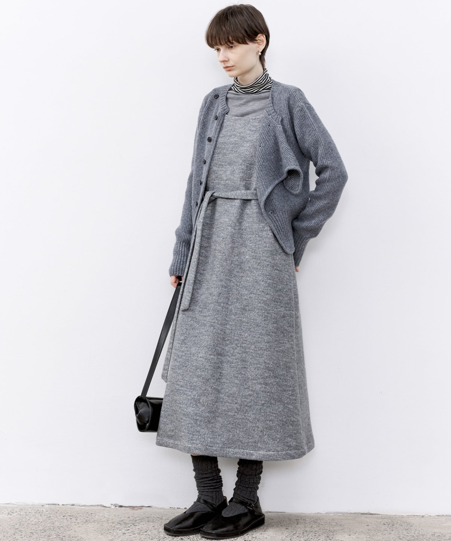 「PRE ORDER」Wool-Blend Belted Jumper Dress