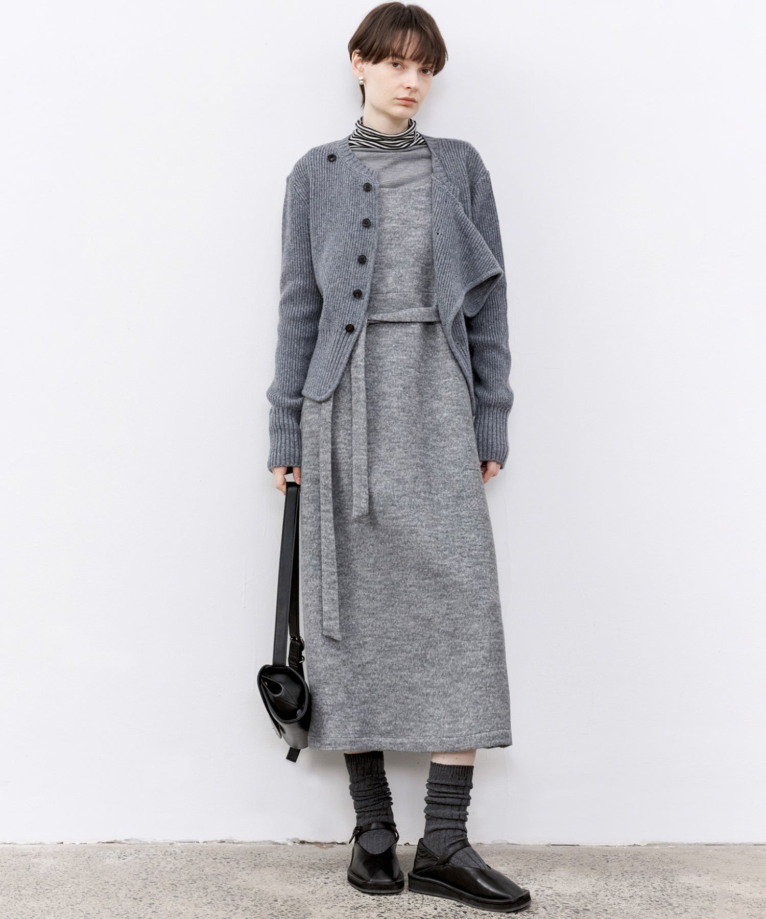 「PRE ORDER」Wool-Blend Belted Jumper Dress