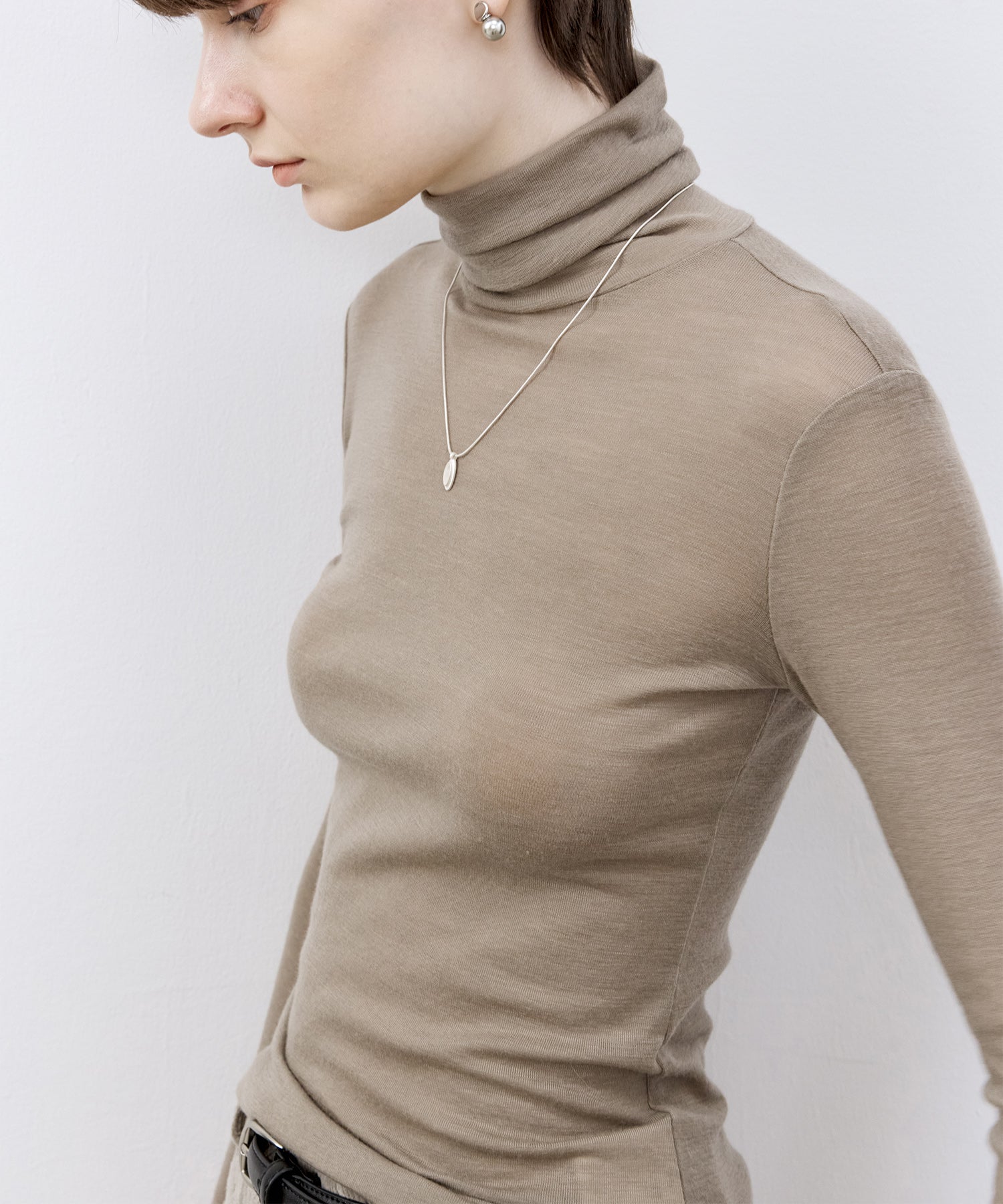 High-Neck Soft Wool Knit Top