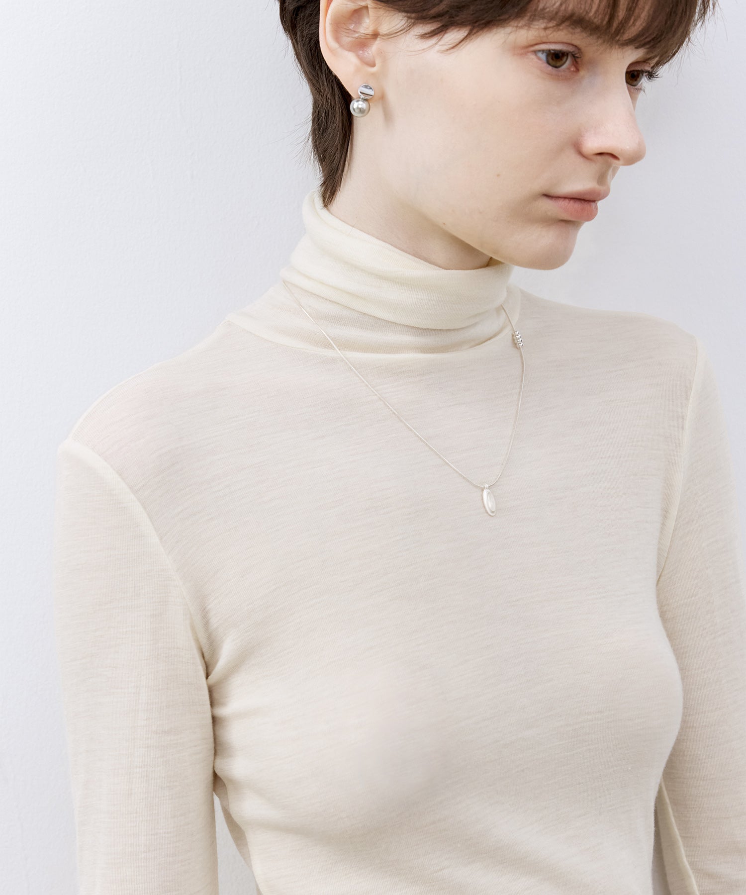 High-Neck Soft Wool Knit Top