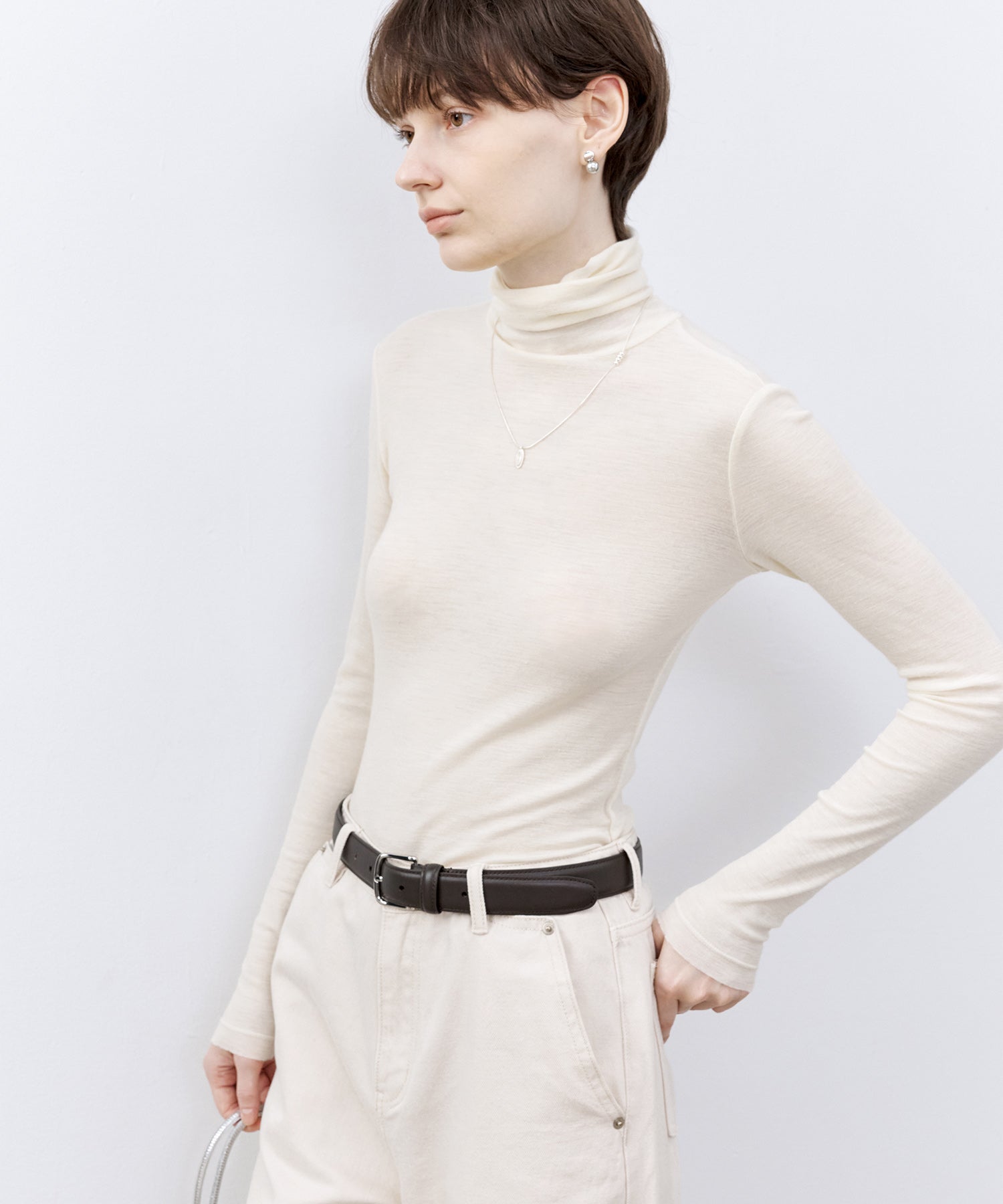 High-Neck Soft Wool Knit Top