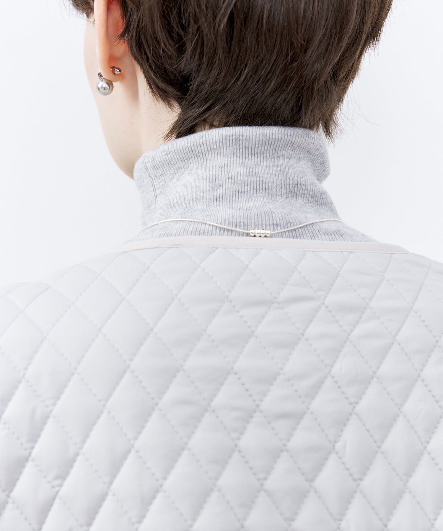 Collarless Quilted Jacket