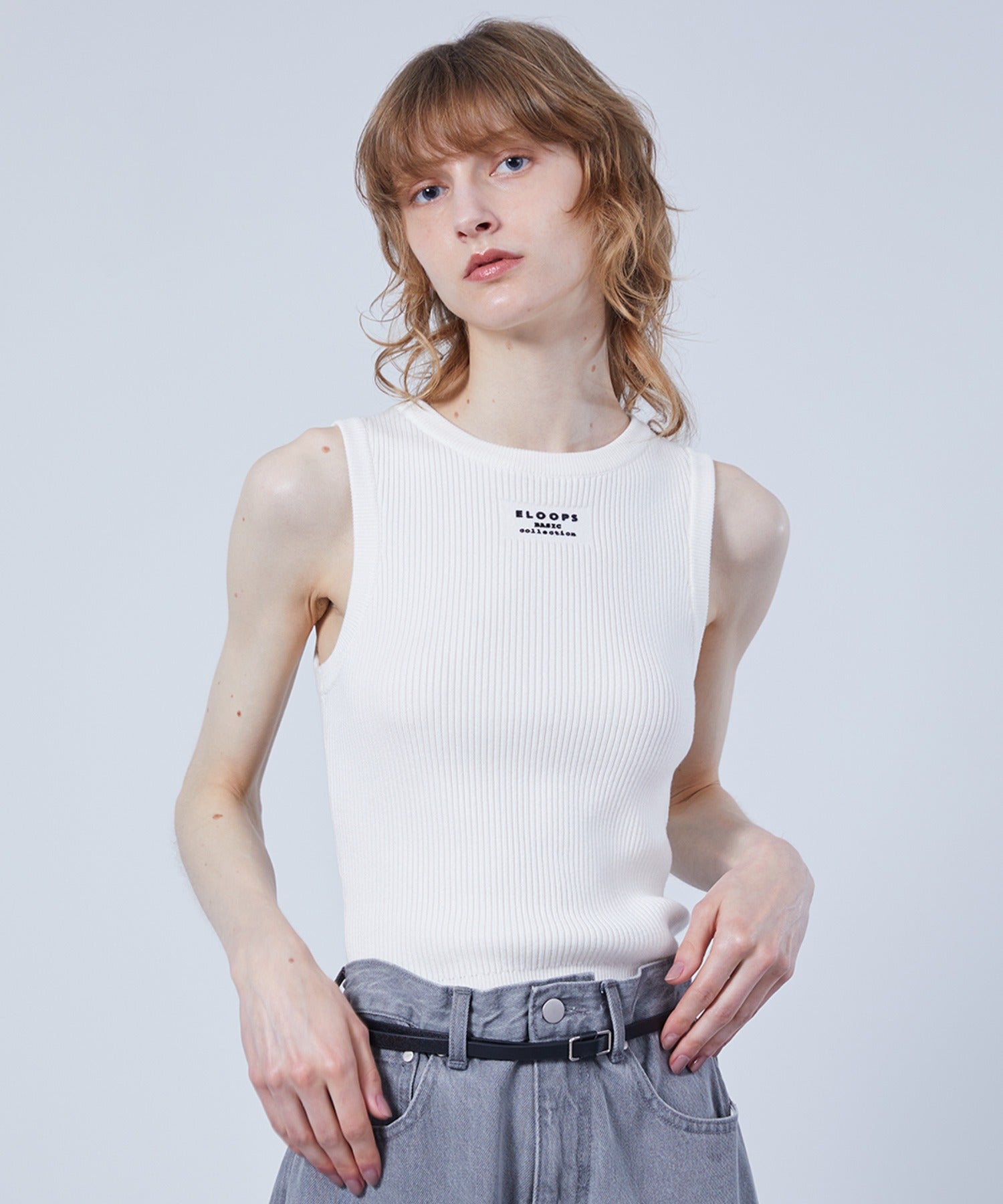 Front Logo American Sleeve Ribbed Tank Top / Innerwear