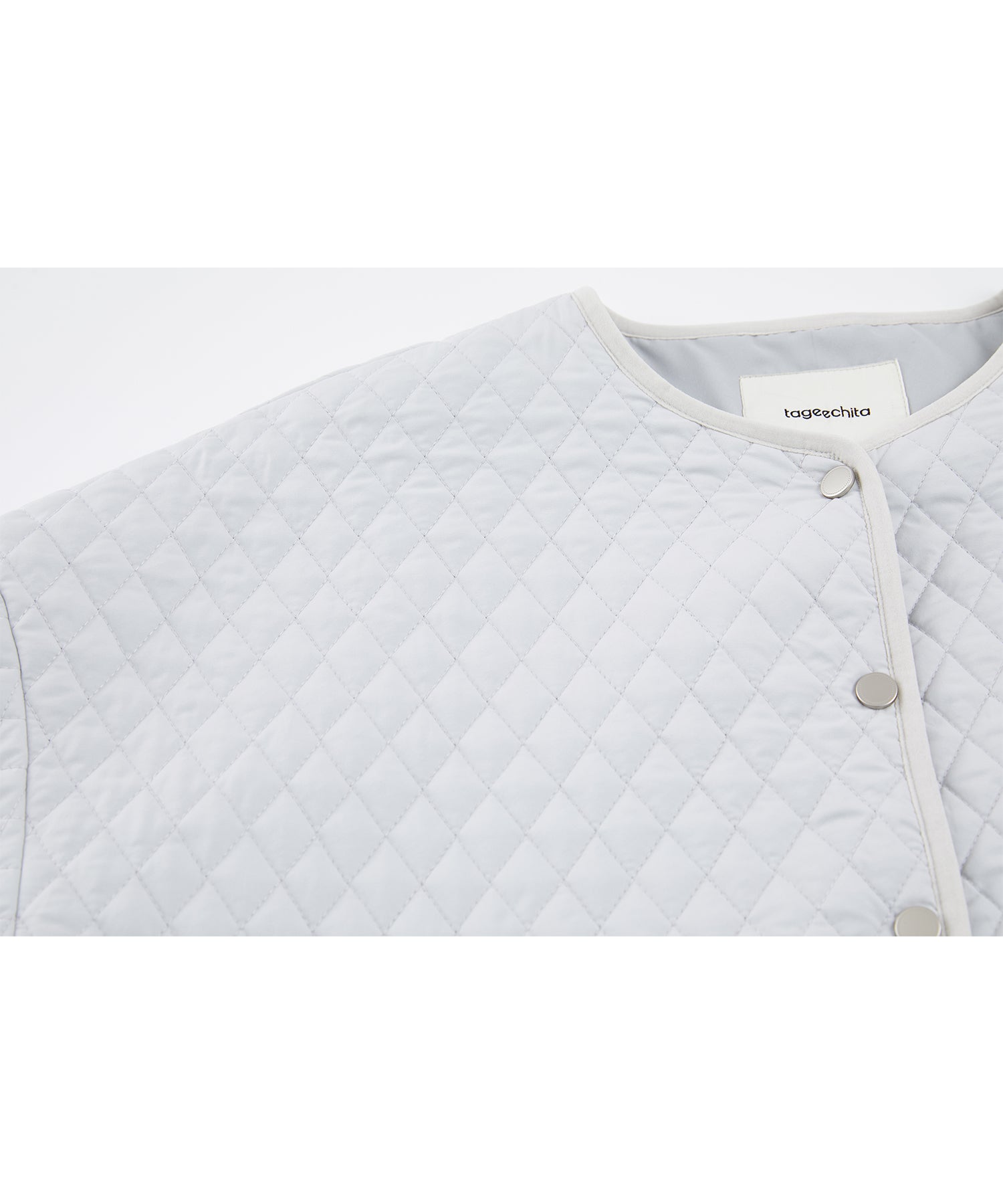 Collarless Quilted Jacket