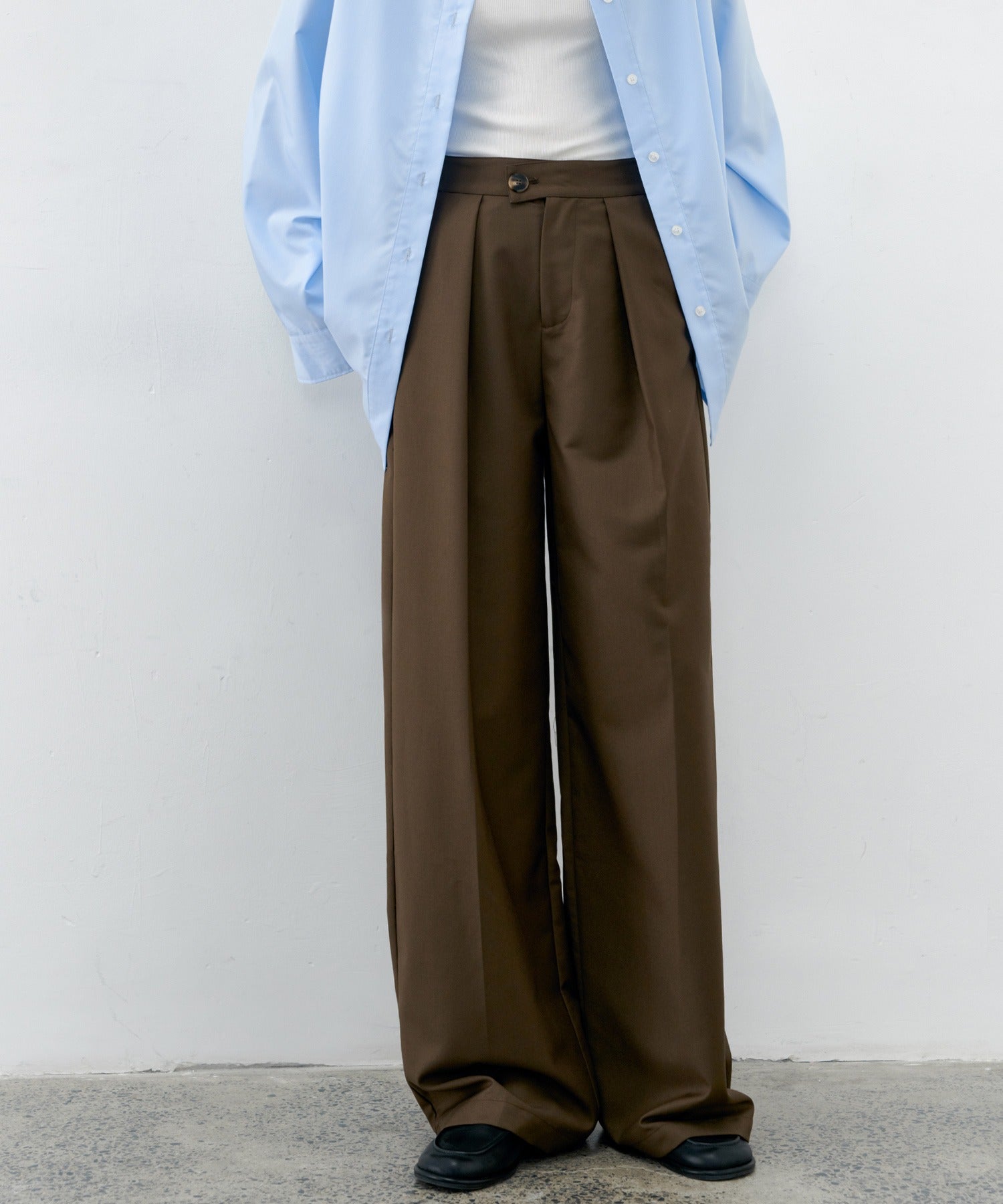 Hybrid Waist Detail Flowy Slacks