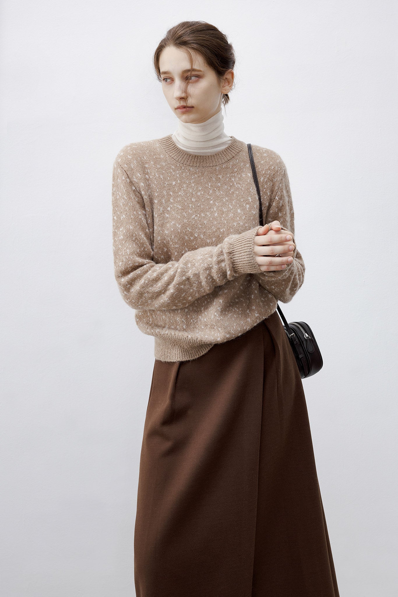 [tageechita] Wool blend jacquard crew neck knit