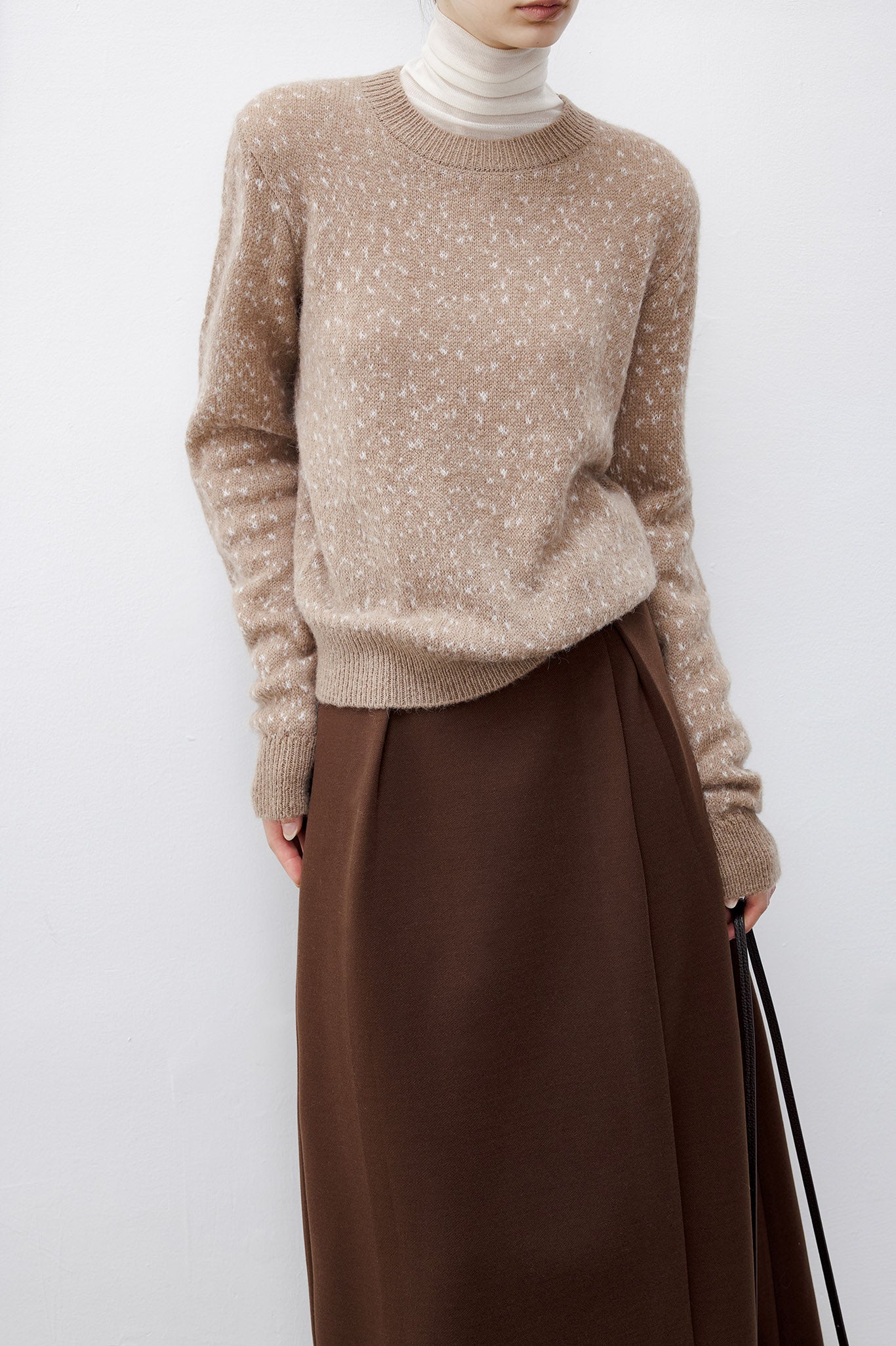 [tageechita] Wool blend jacquard crew neck knit