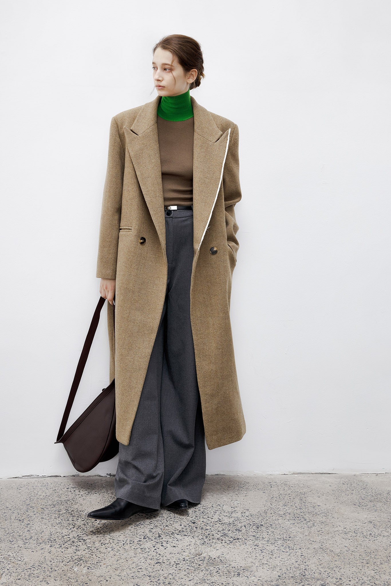 [tageechita] Asymmetric piping long coat