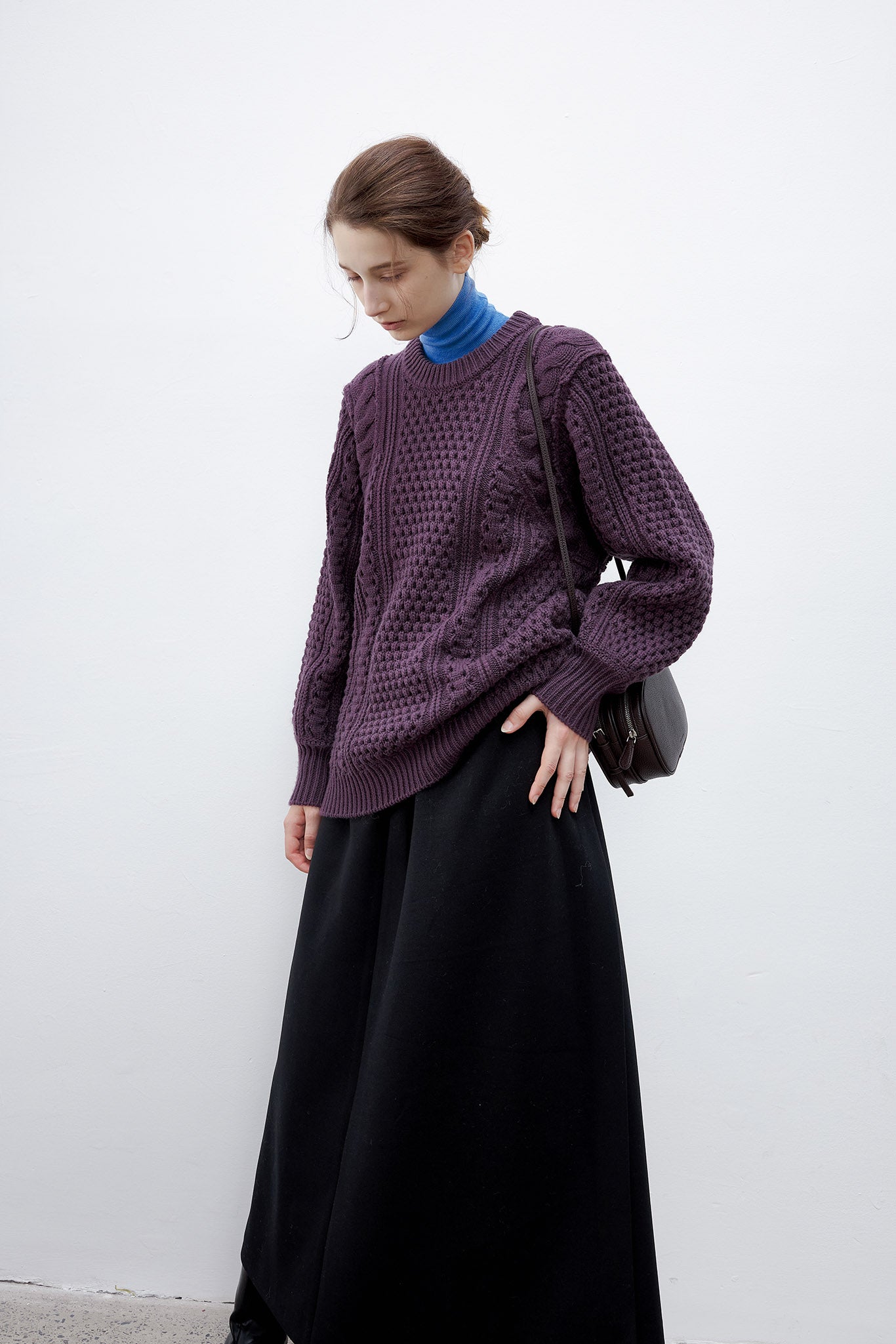 [tageechita] Crew neck design knit tops