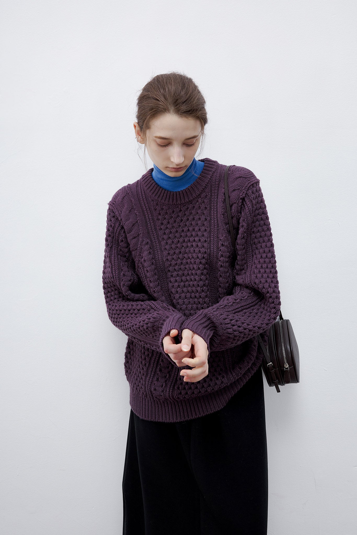 [tageechita] Crew neck design knit tops