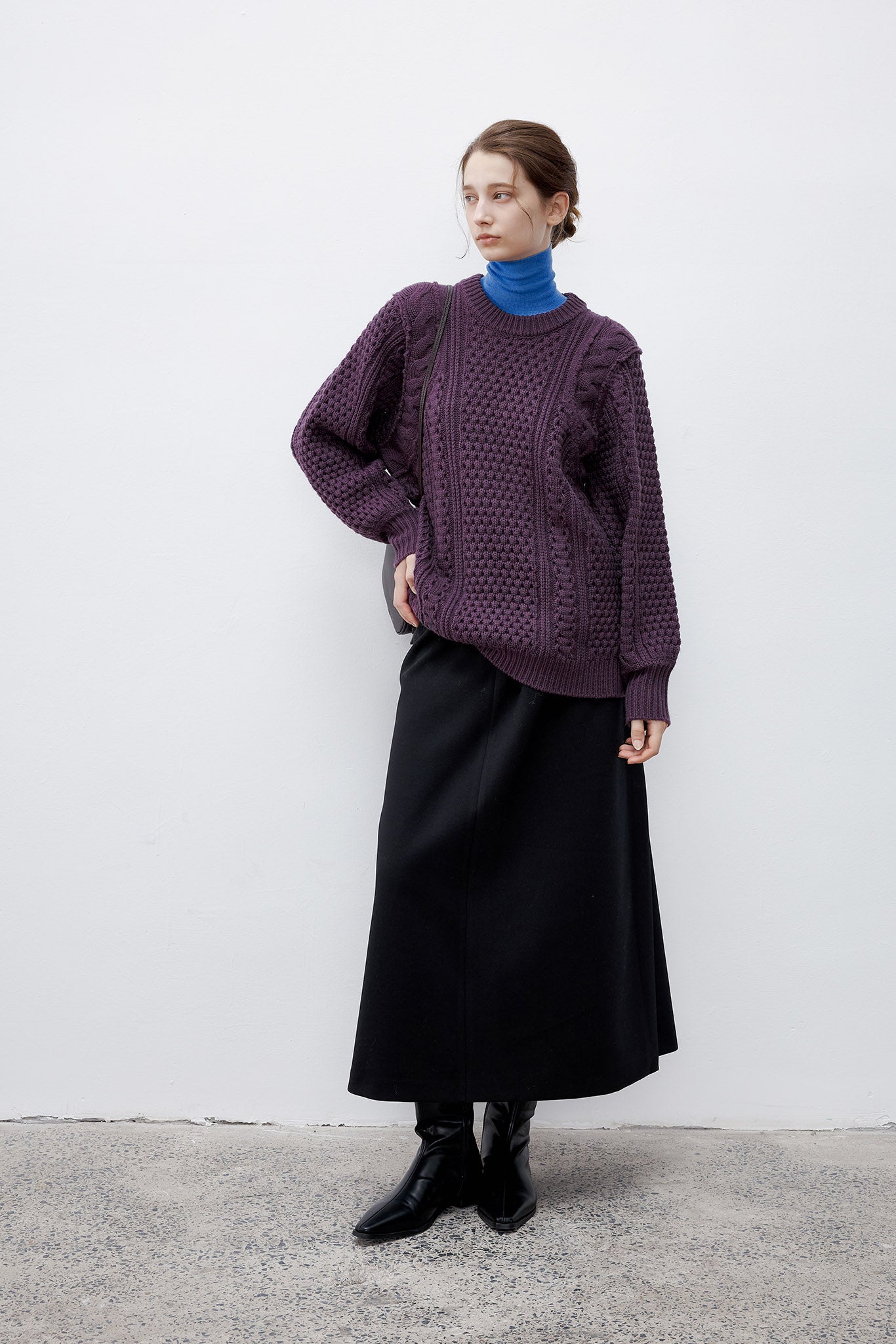 [tageechita] Crew neck design knit tops