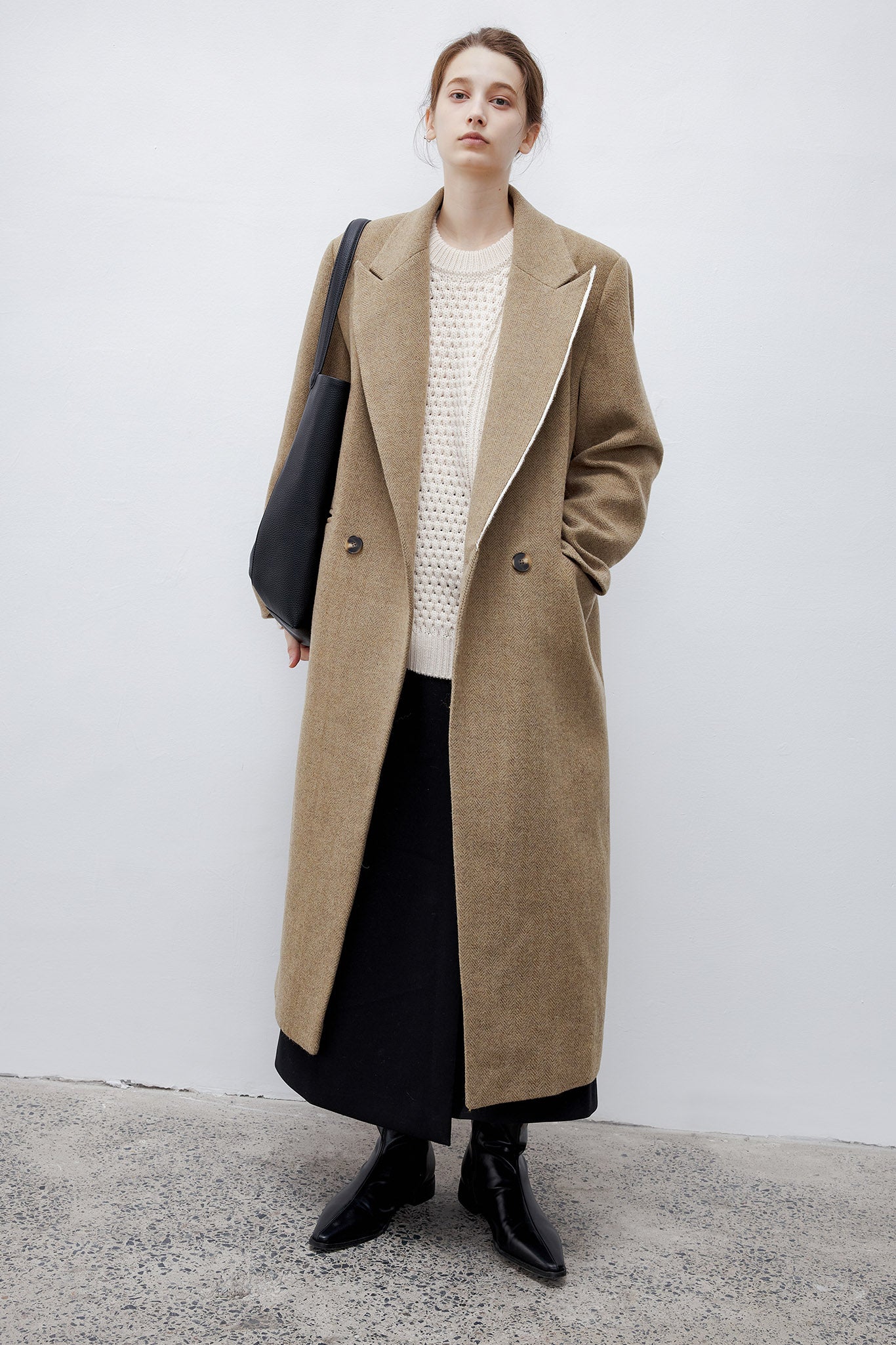 [tageechita] Asymmetric piping long coat