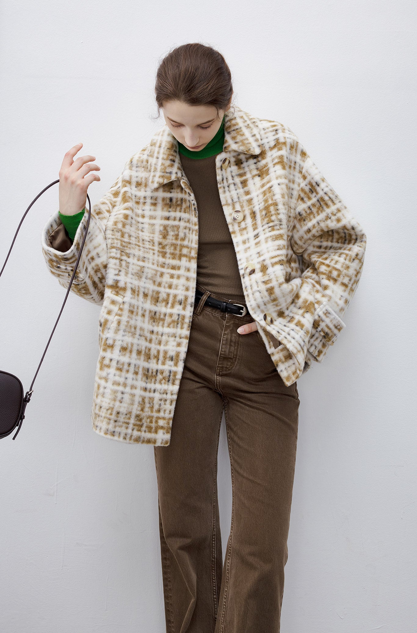 [tageechita] Compressed wool random check jacket