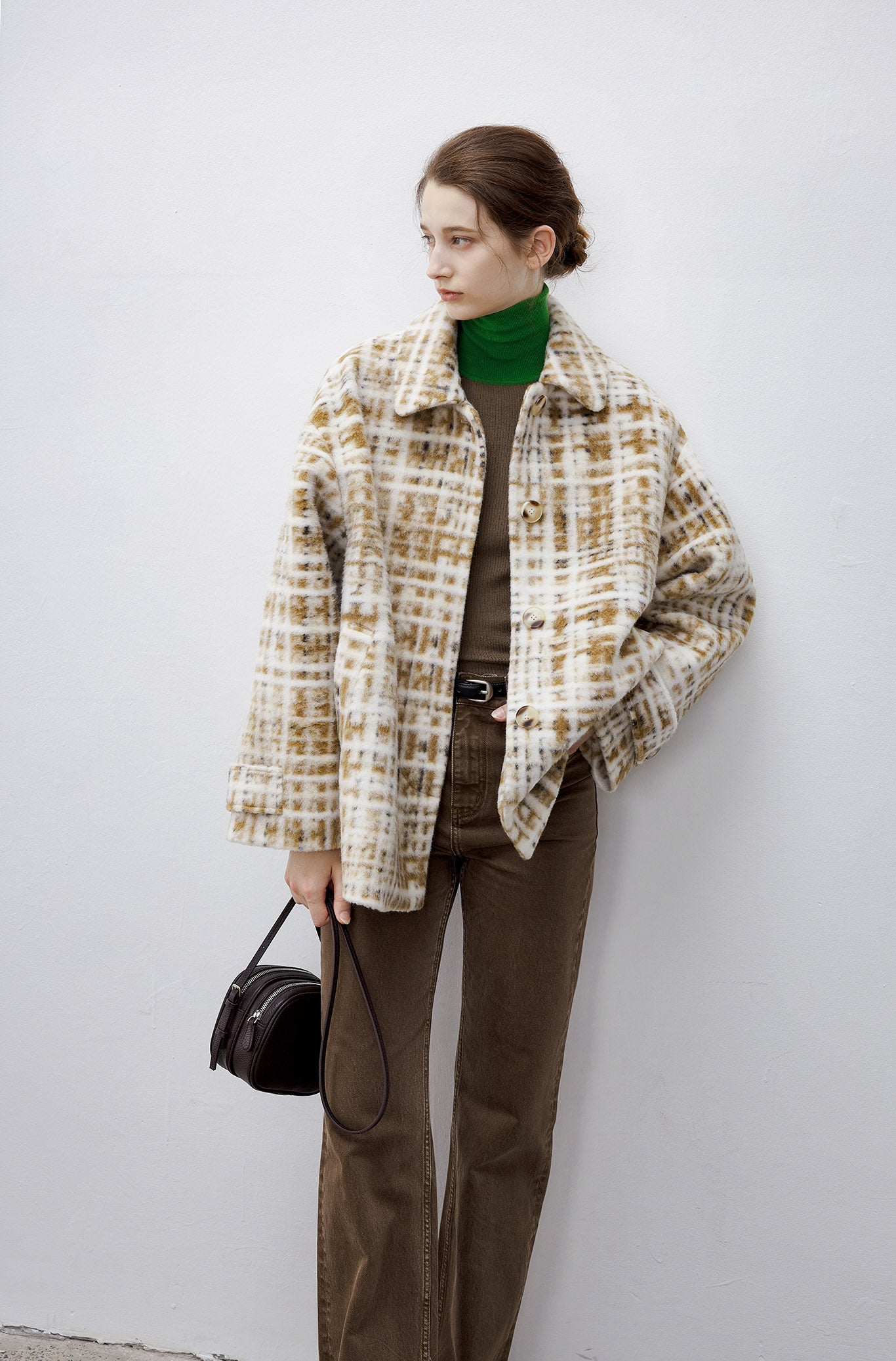 [tageechita] Compressed wool random check jacket