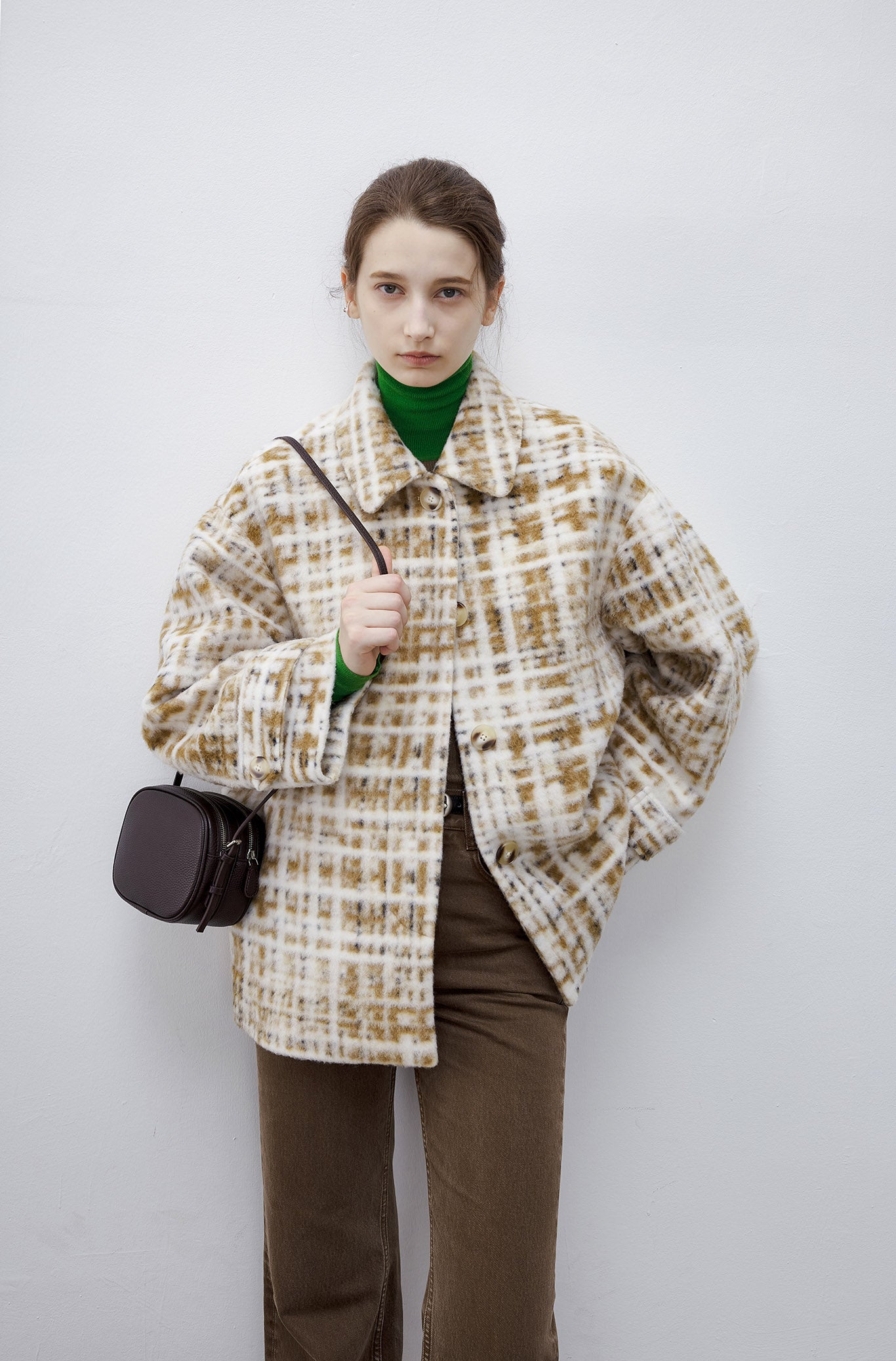 [tageechita] Compressed wool random check jacket