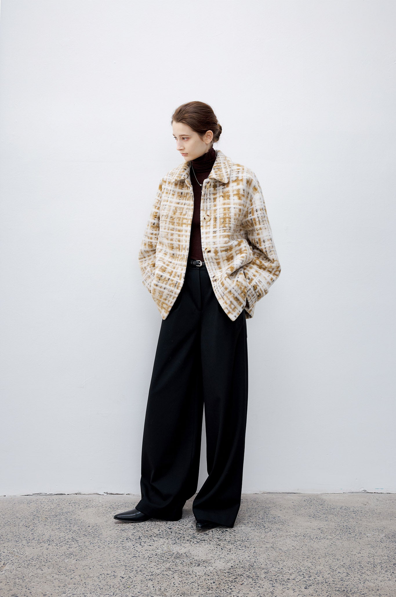 [tageechita] Compressed wool random check jacket