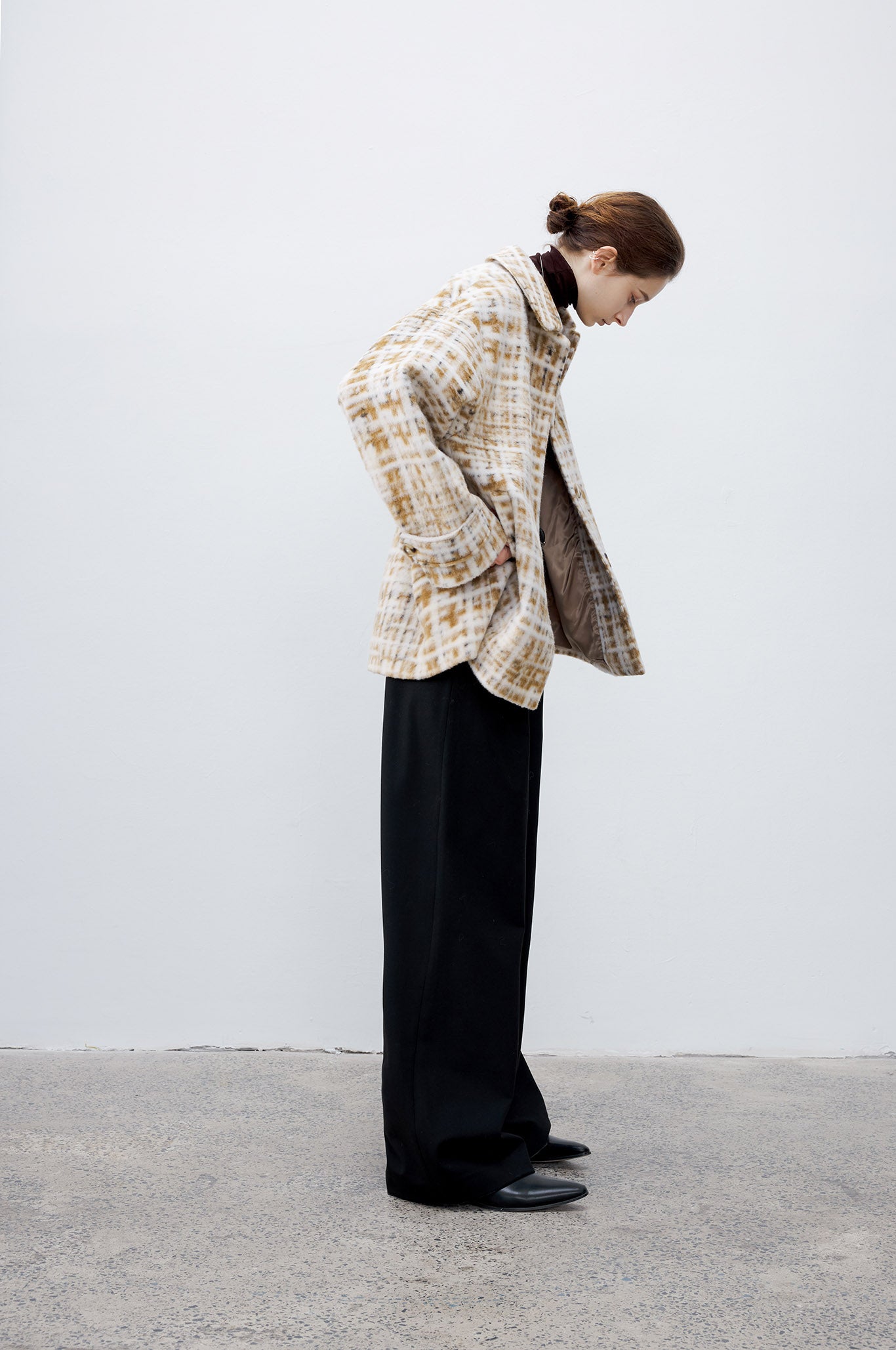 [tageechita] Compressed wool random check jacket