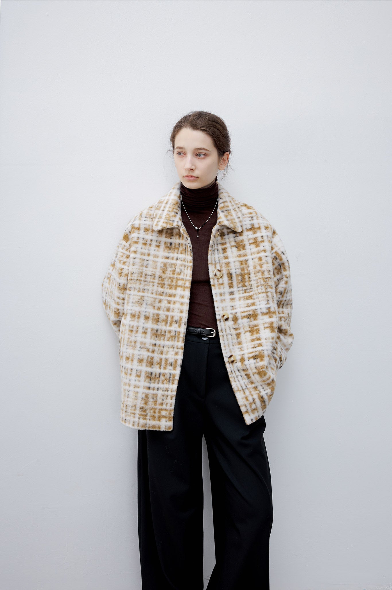 [tageechita] Compressed wool random check jacket