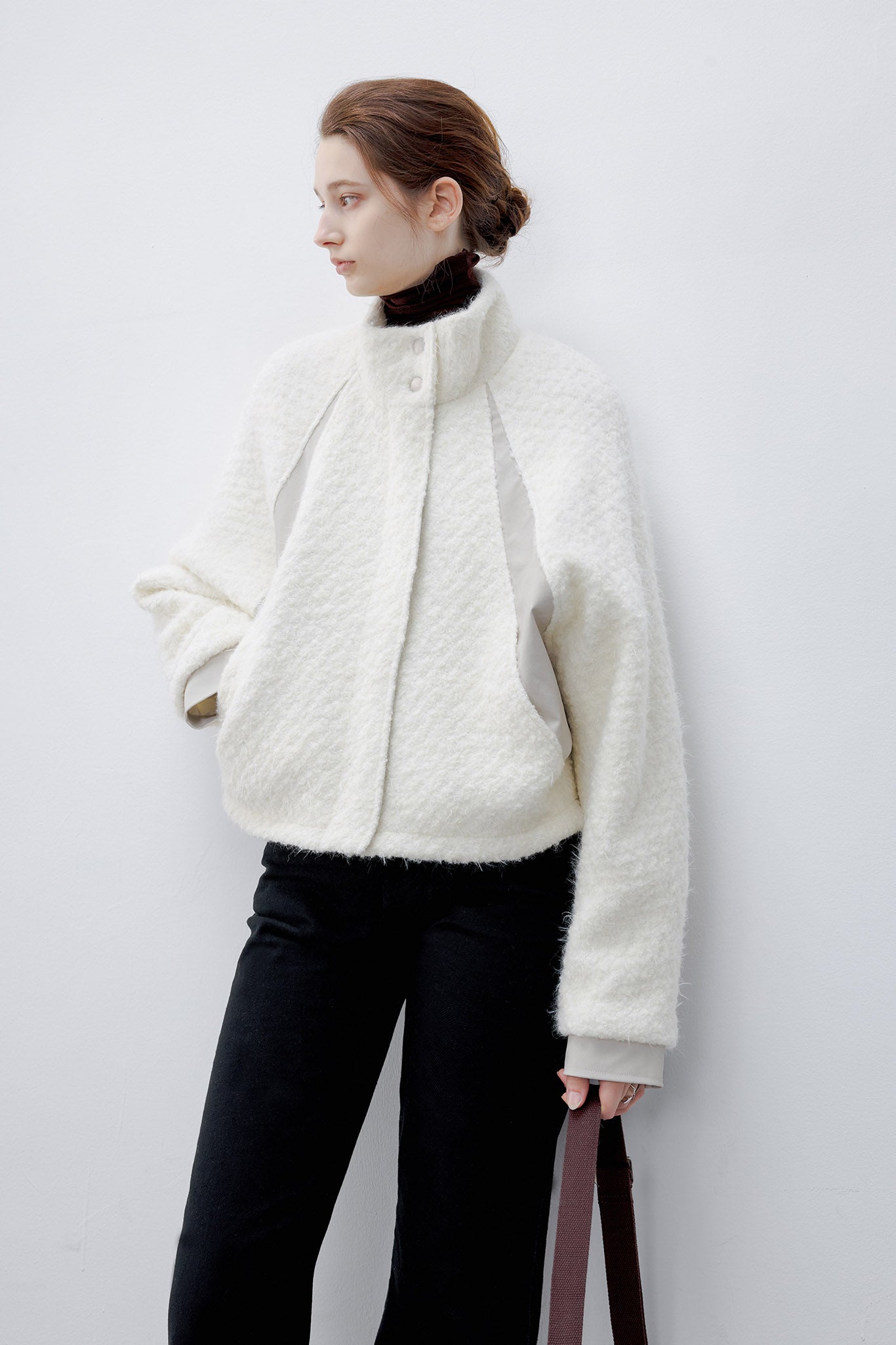 [tageechita] Wool blend dolman sleeve blouson