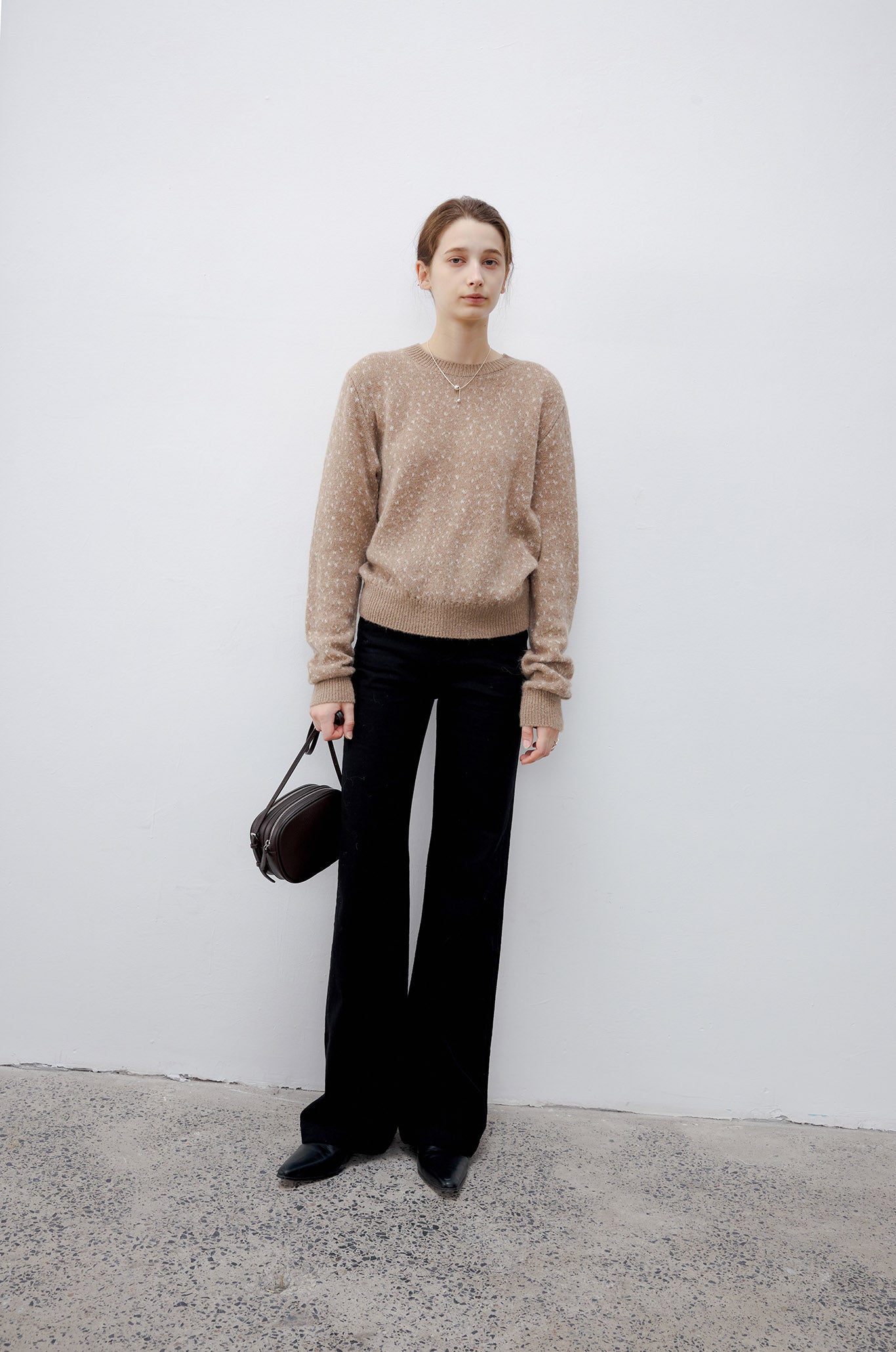 [tageechita] Wool blend jacquard crew neck knit