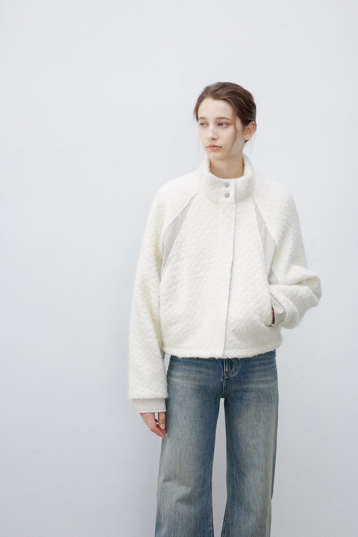 [tageechita] Wool blend dolman sleeve blouson