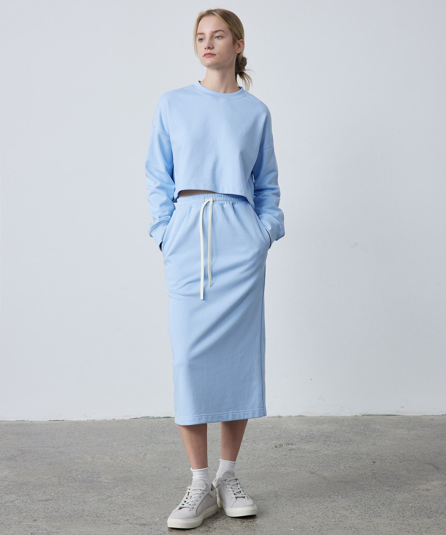 Slim Fit Back Slit Sweat Skirt