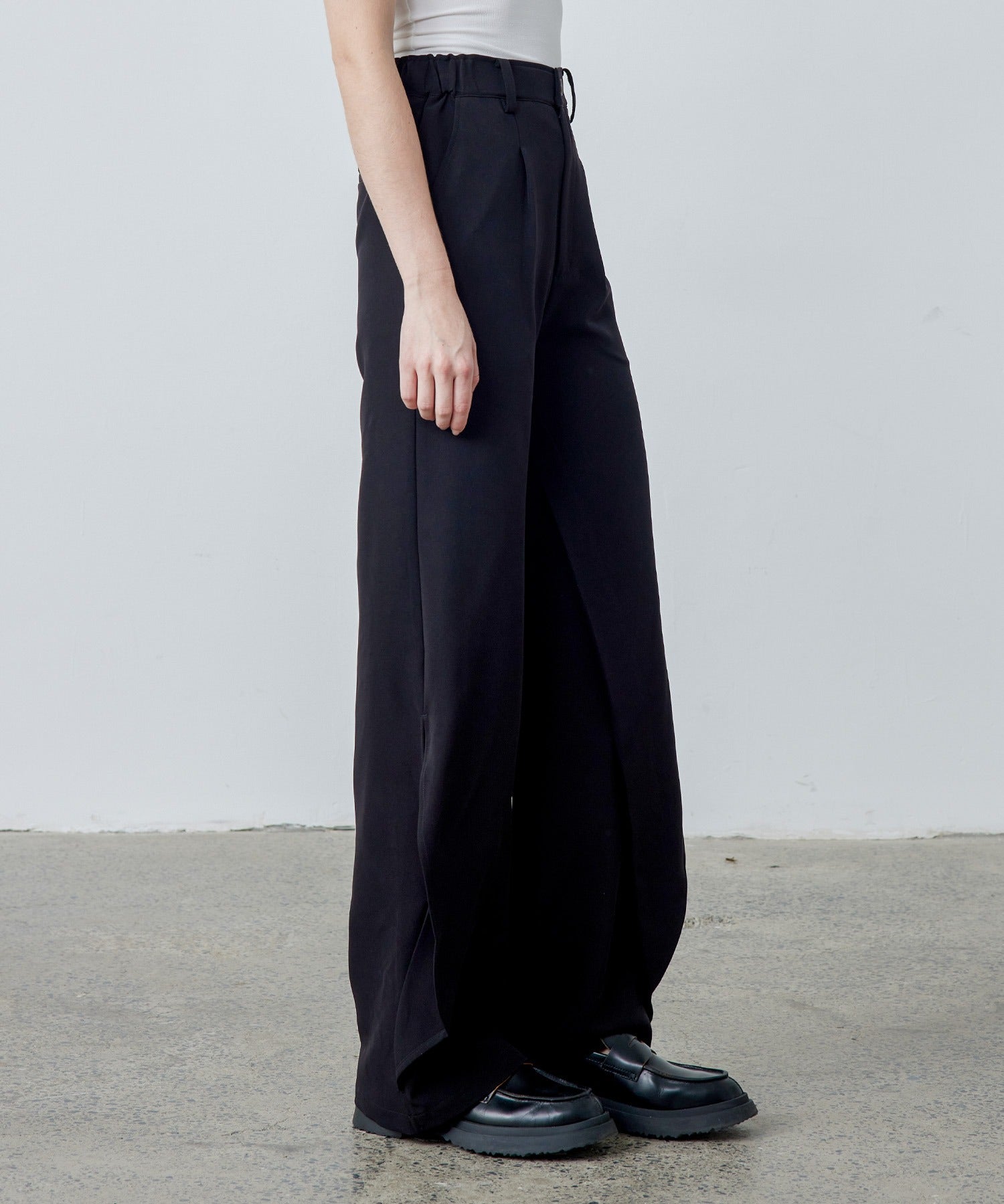 Drape Panel Wide-Leg Flare Trousers