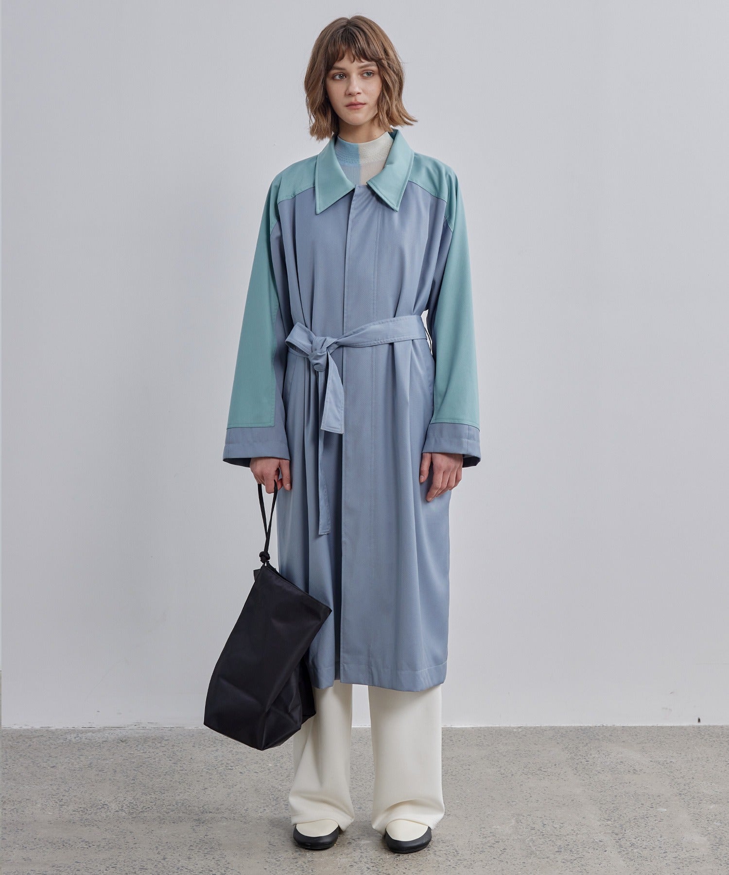 Oversized Bi-Color Raglan Sleeve Trench Coat