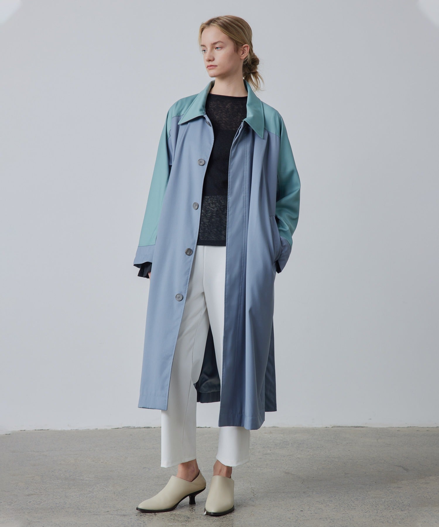 Oversized Bi-Color Raglan Sleeve Trench Coat